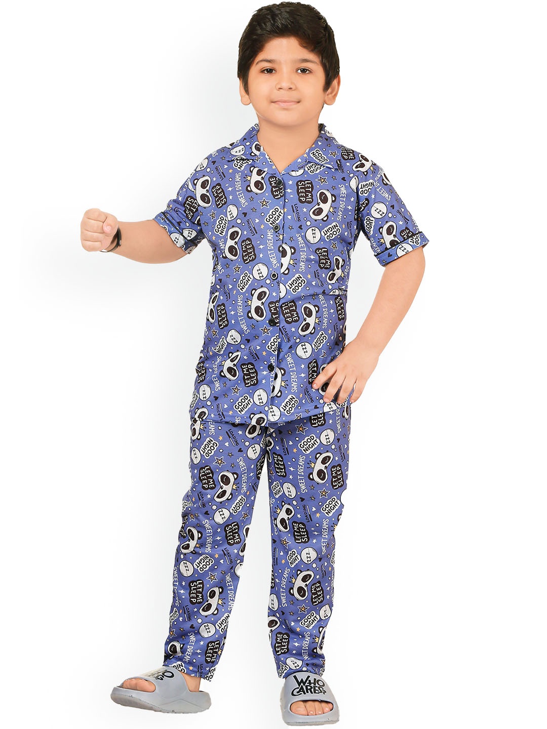 

BURBN Boys Conversational Printed Night Suit, Grey