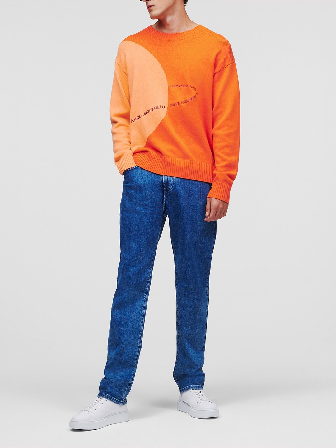 

Karl Lagerfeld Typography Printed Wool Pullover, Orange