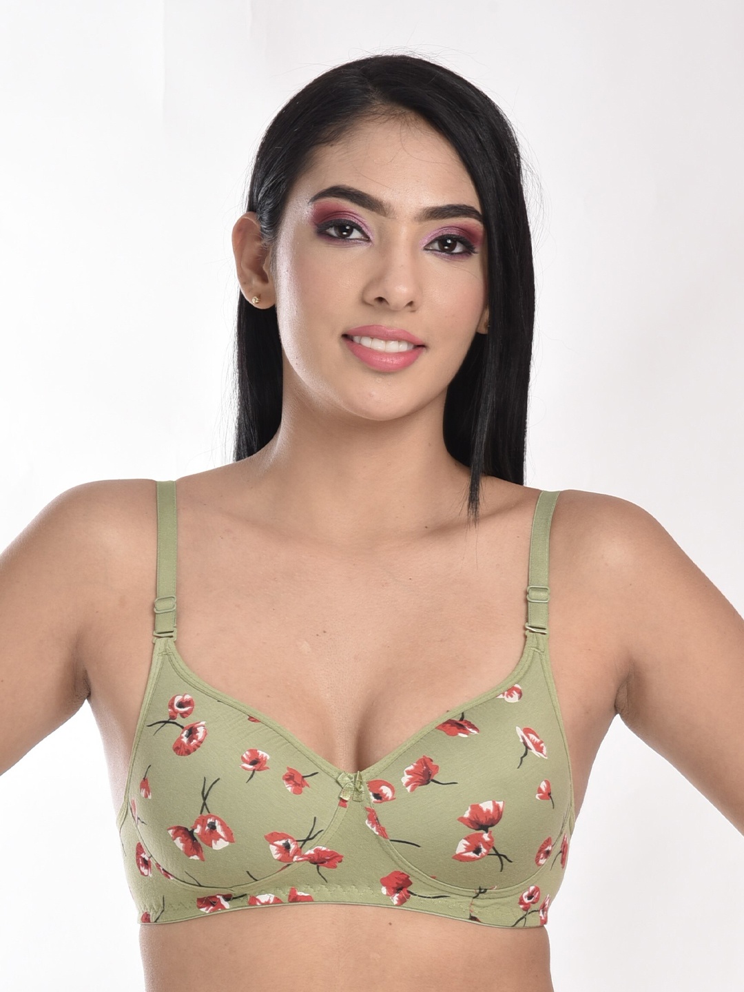 

SASHU Floral Printed Full Coverage All Day Comfort Lightly Padded Push-Up Bra, Green