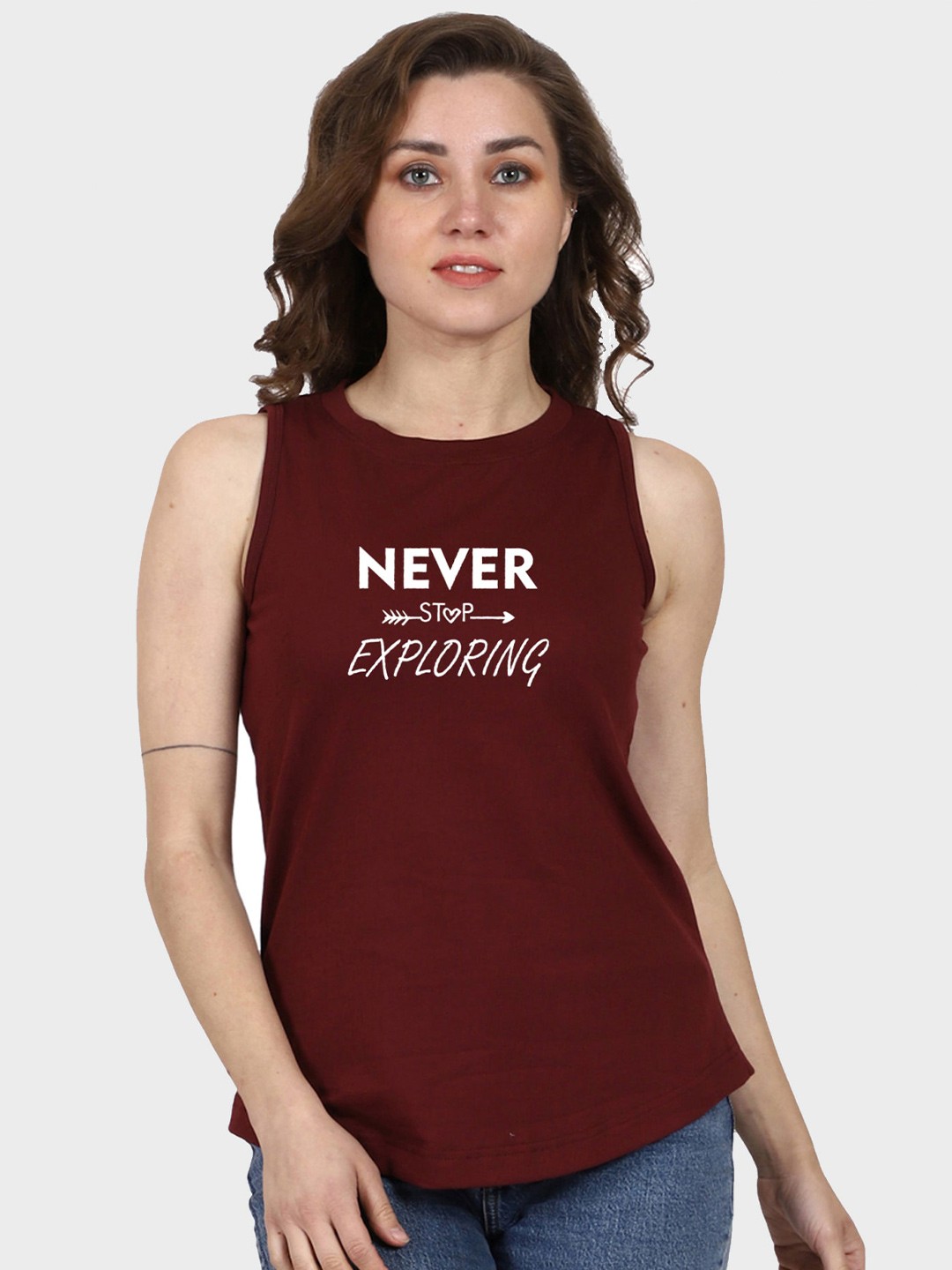 

T-SHIRT TRUCK Typography Printed Cotton T-shirt, Maroon