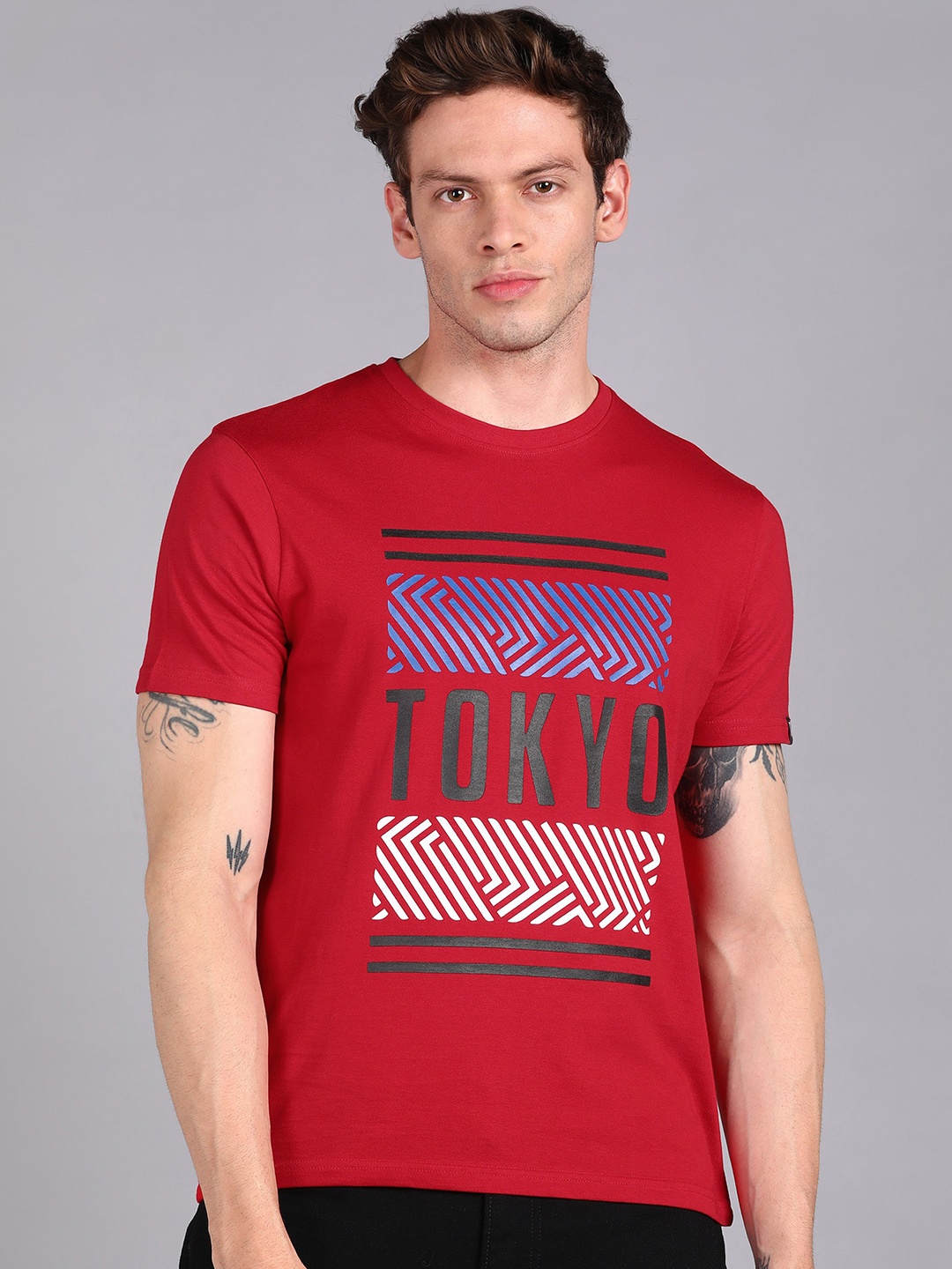 

Urbano Fashion Typography Printed Slim Fit Pure Cotton T-shirt, Red
