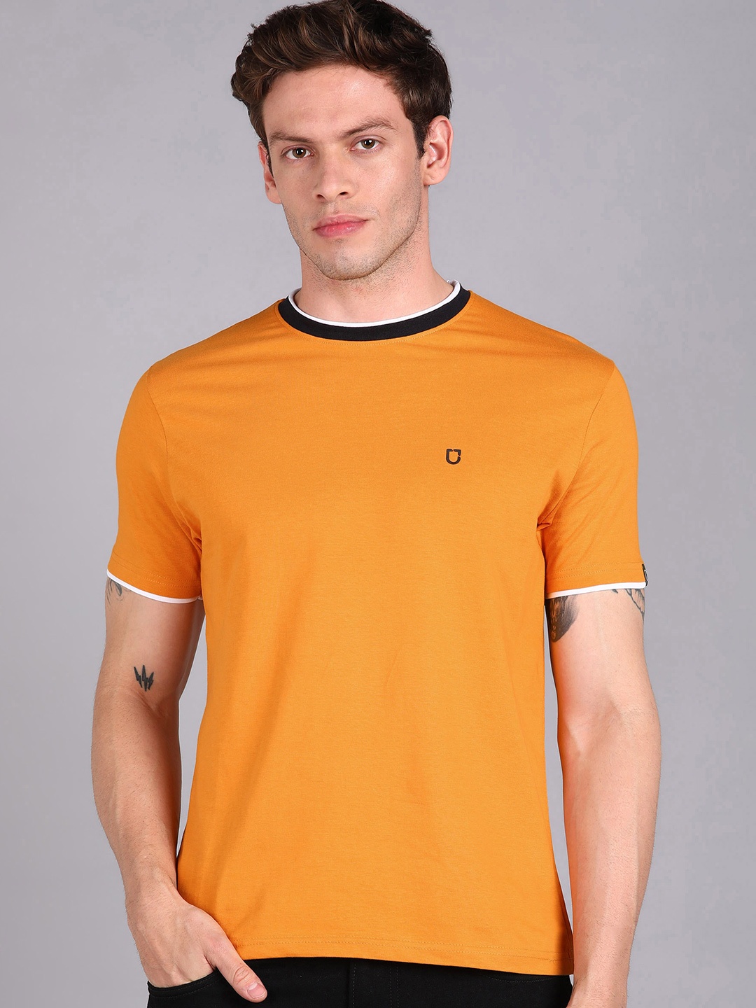 

Urbano Fashion Round Neck Slim Fit Pure Cotton T-shirt, Orange