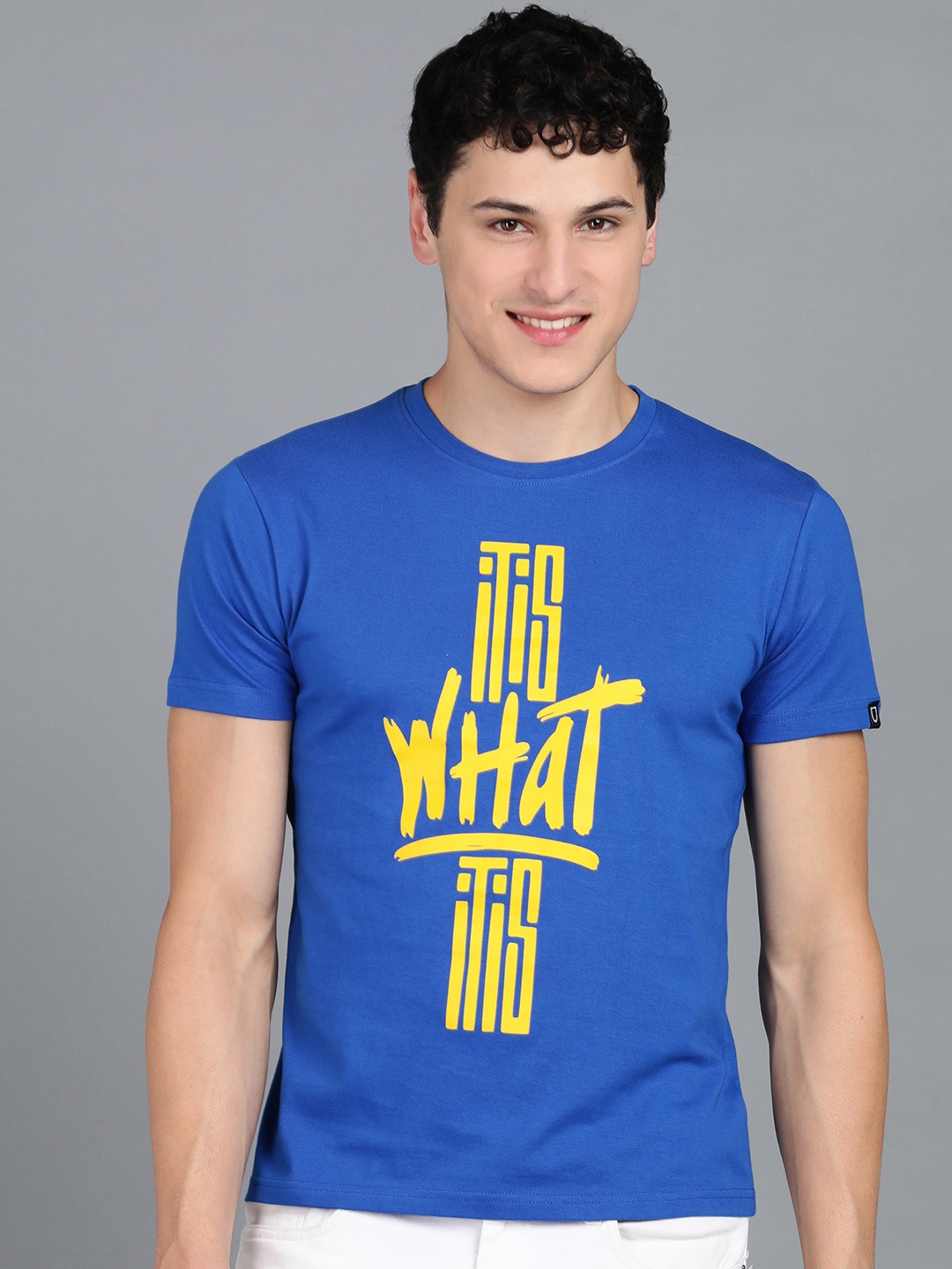 

Urbano Fashion Typography Printed Bio Finish Slim Fit Pure Cotton T-shirt, Blue
