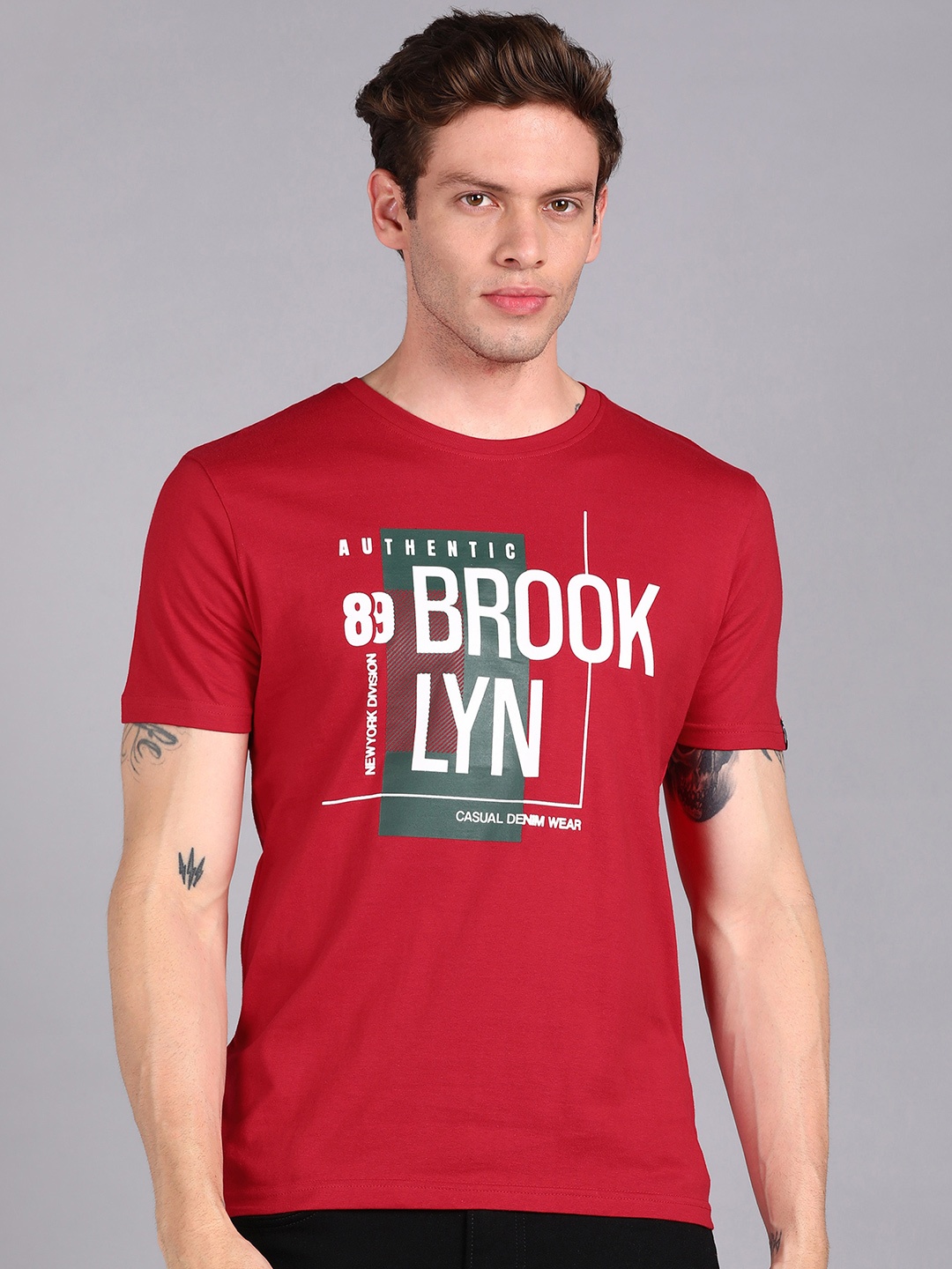 

Urbano Fashion Typography Printed Slim Fit Pure Cotton T-shirt, Red