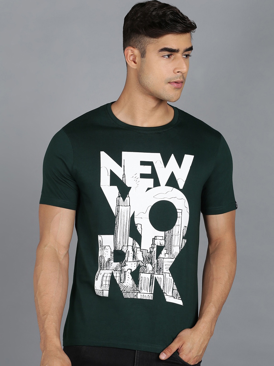 

Urbano Fashion Typography Printed Slim Fit Pure Cotton T-shirt, Green