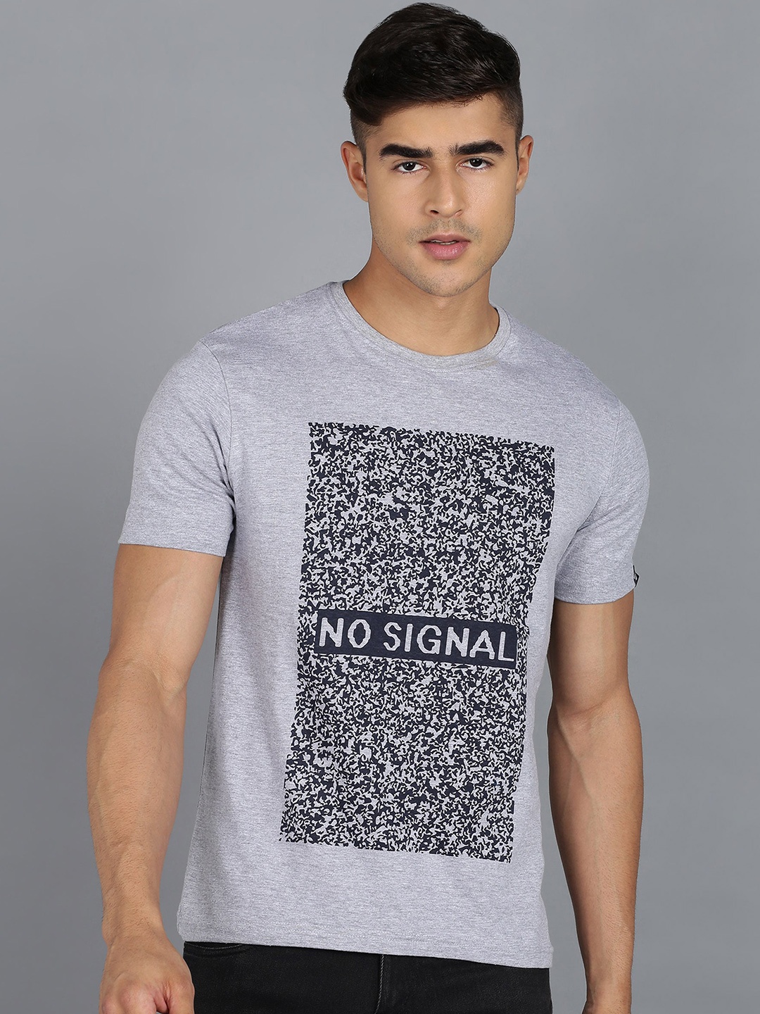 

Urbano Fashion Typography Printed Bio Finish Slim Fit Pure Cotton T-shirt, Grey