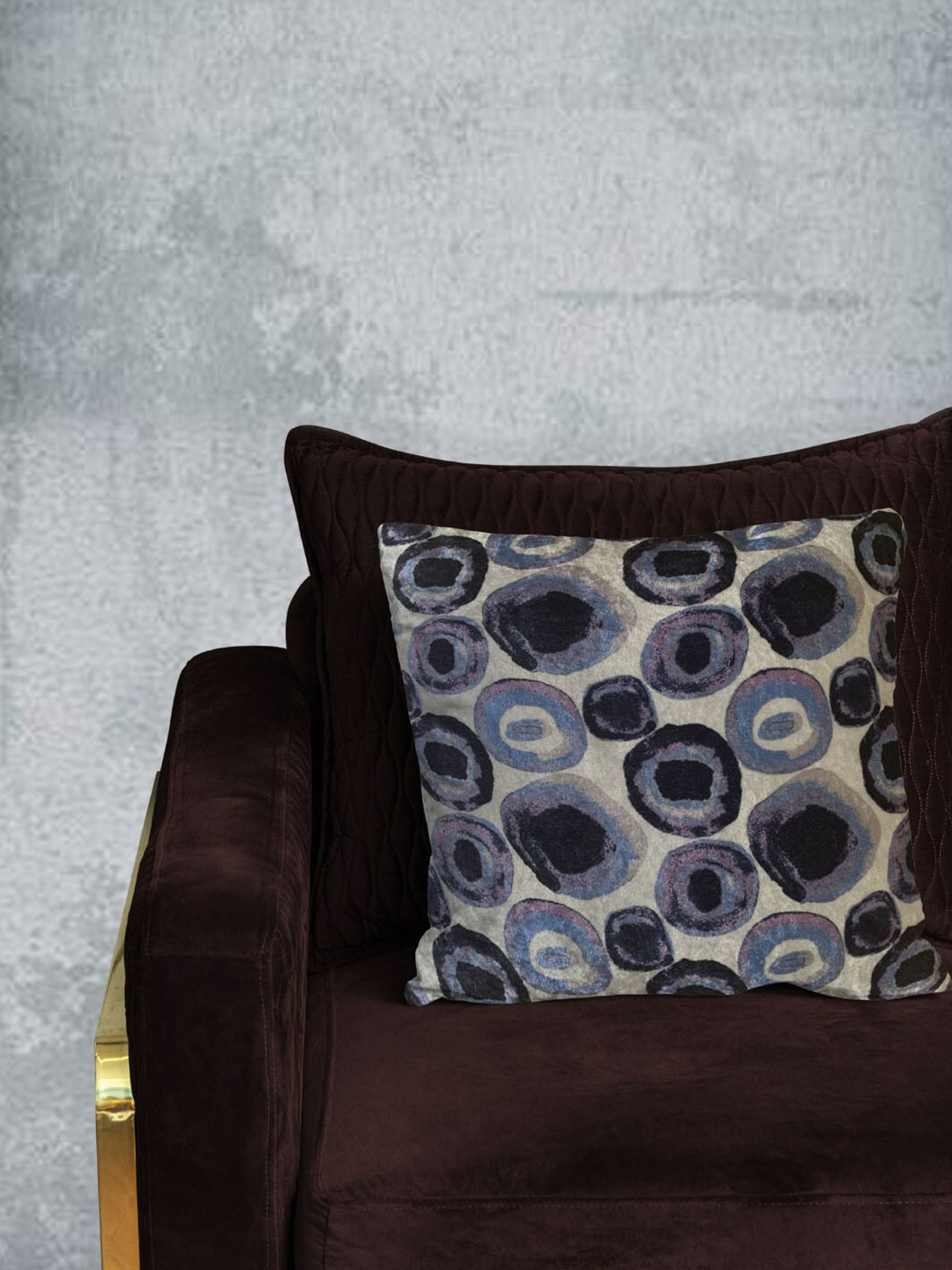 

Tasseled Home Watercolour Blue & Off White Geometric Velvet Square Cushion Cover