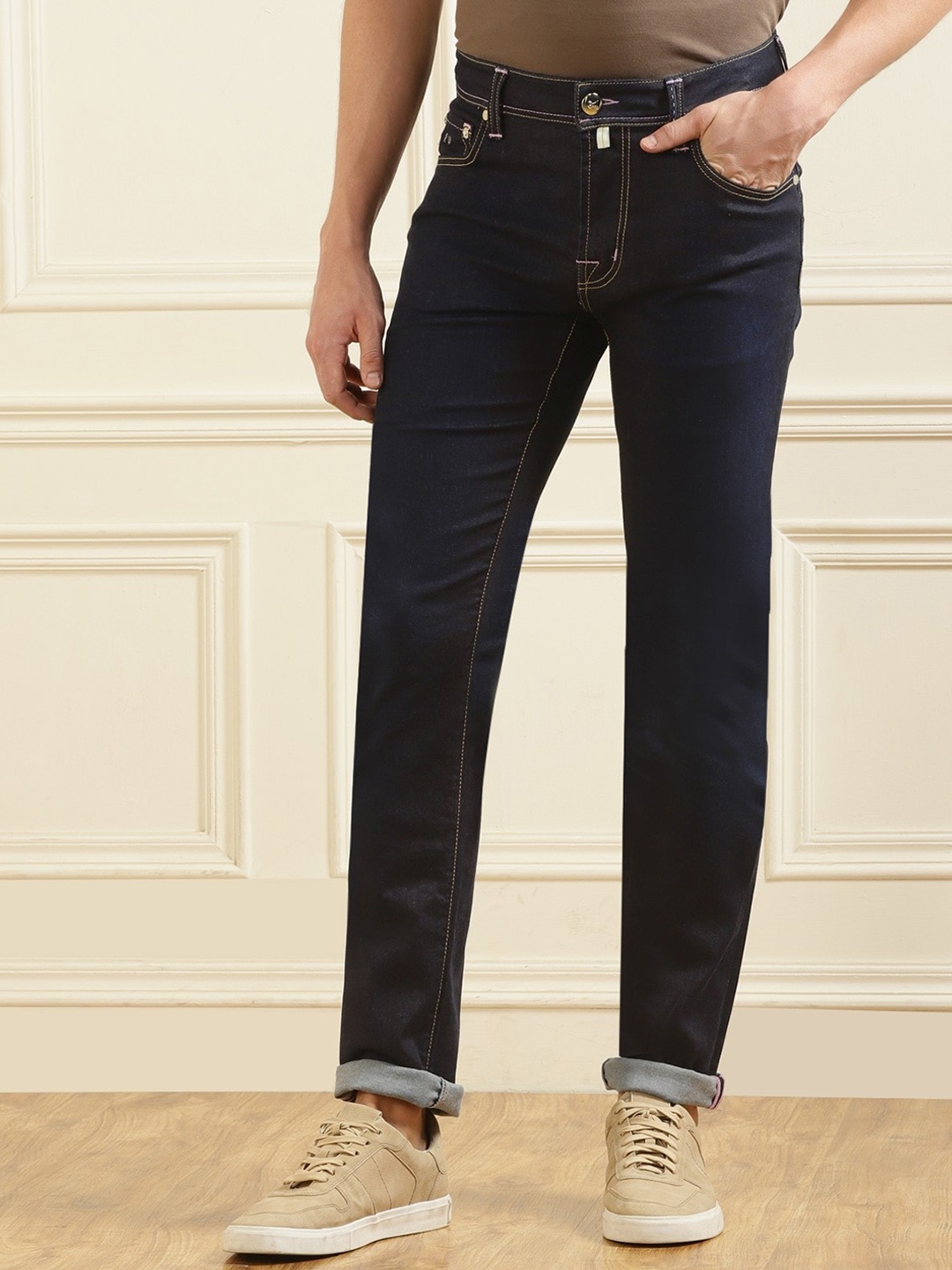 

Tramarossa Men Clean Look Mid Rise Straight Fit Jeans, Navy blue