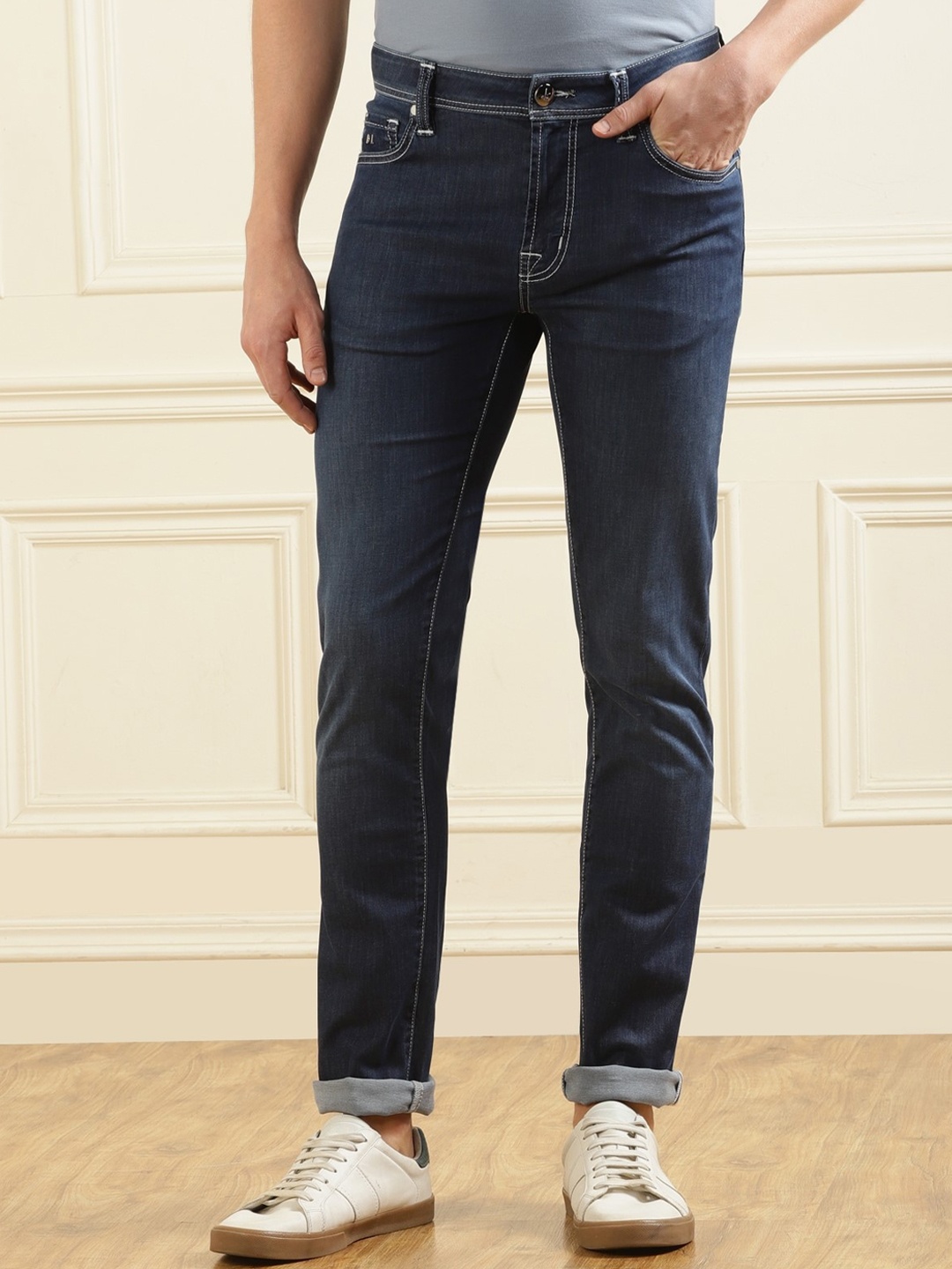 

Tramarossa Men Navy Blue Slim Fit Mid-Rise Jeans