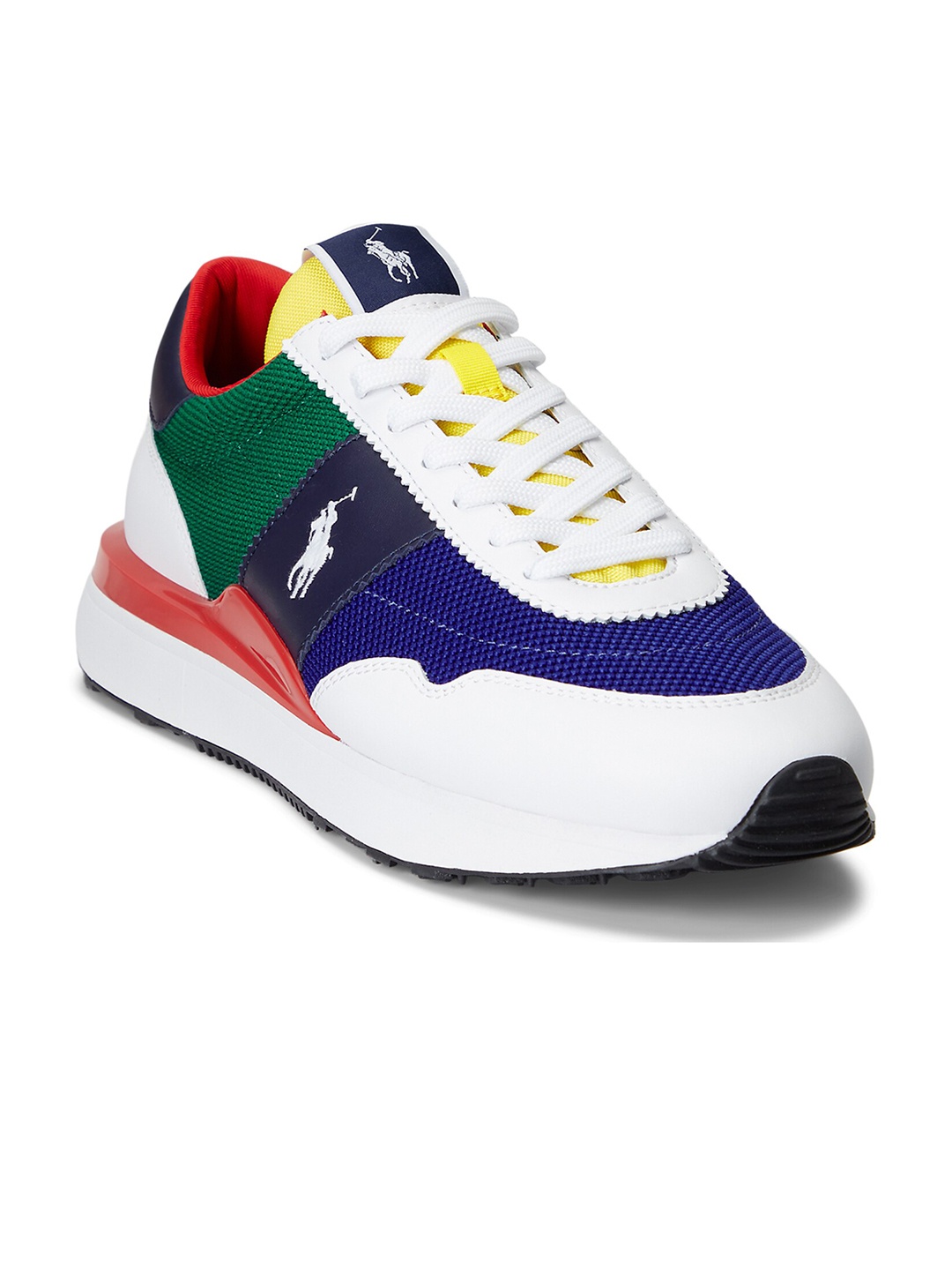

Polo Ralph Lauren Men Train 89 Colourblocked Comfort Insole Leather Contrast Sole Sneakers, White