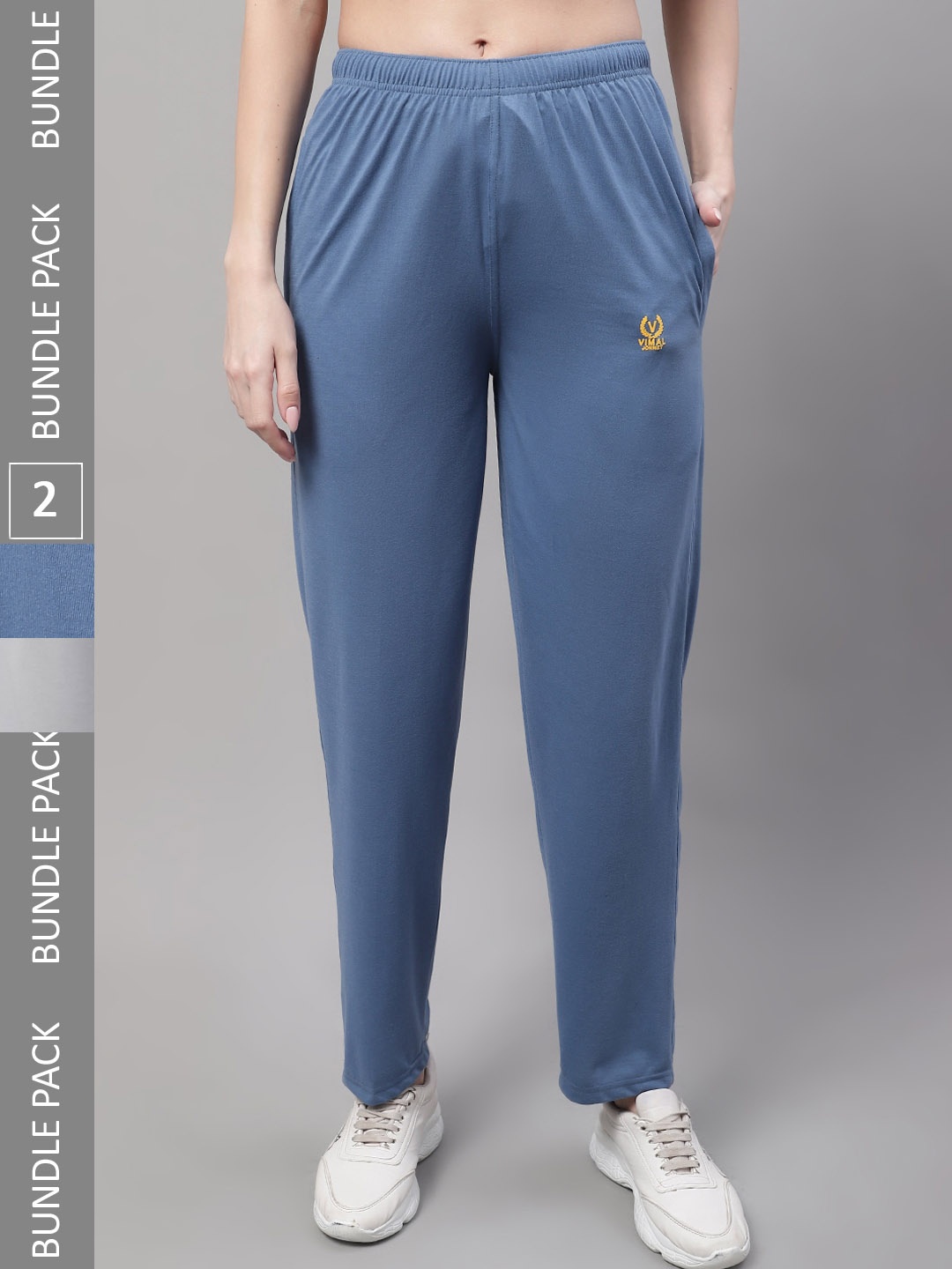 

MACK JONNEY Women Pack Of 2 Cotton Track Pants, Grey