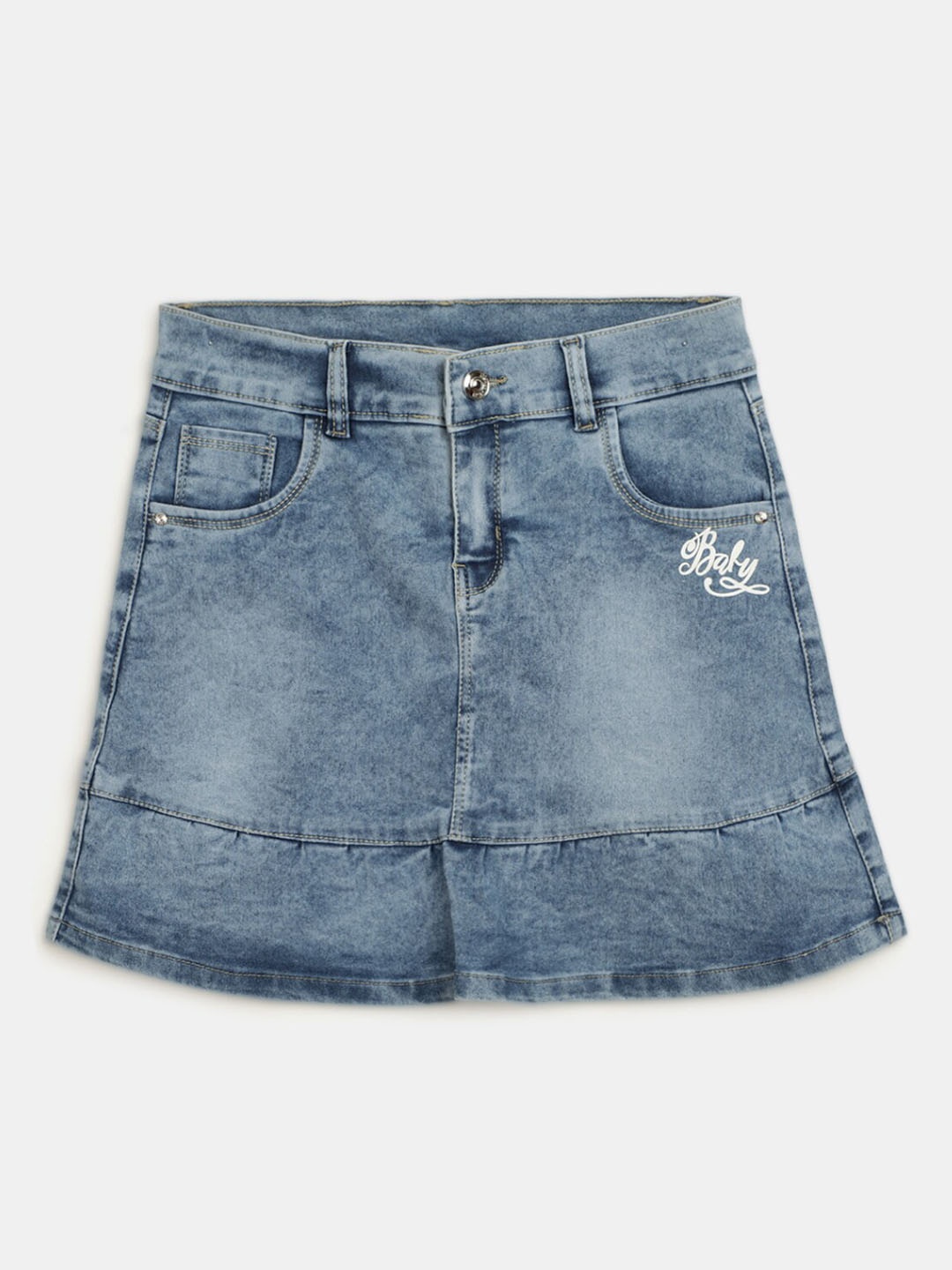 

V-Mart Girls Denim A-Line Skirt, Blue