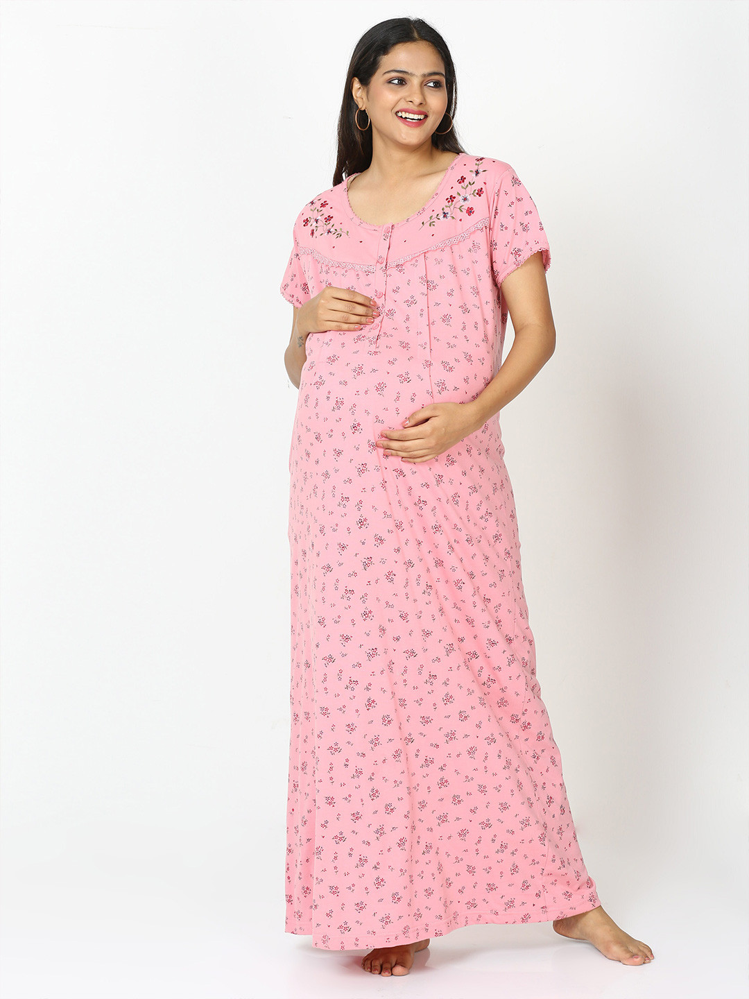 

9shines Label Floral Printed Maxi Nightdress, Pink