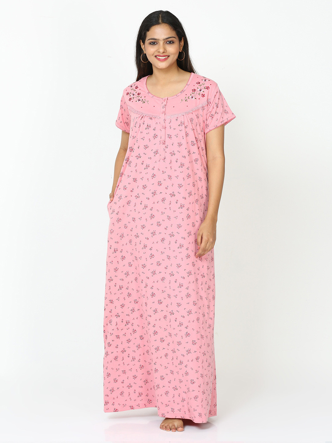 

9shines Label Floral Printed Maxi Nightdress, Pink