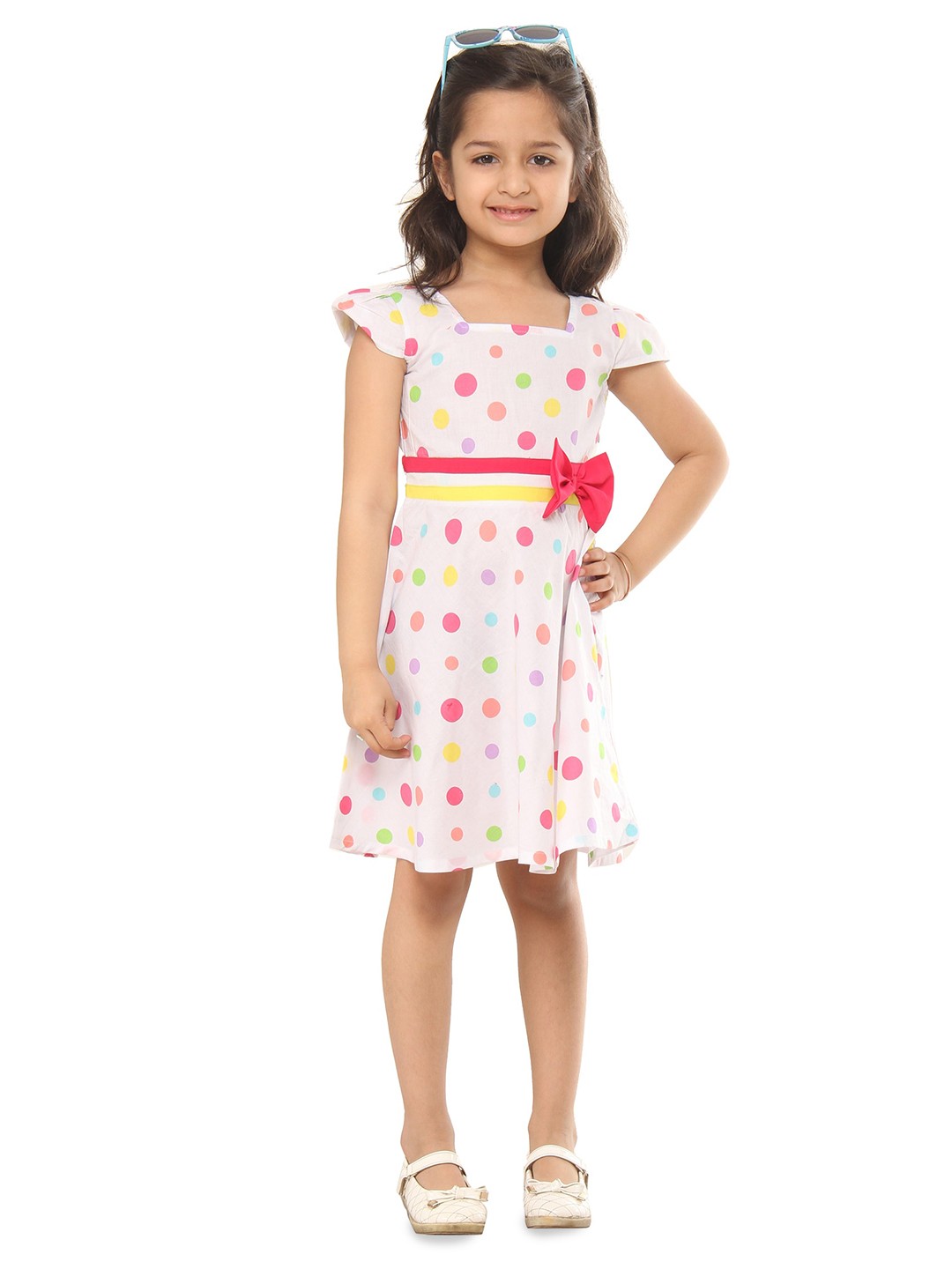 

Kids On Board Girls Polka Dot Print Fit & Flare Dress, White