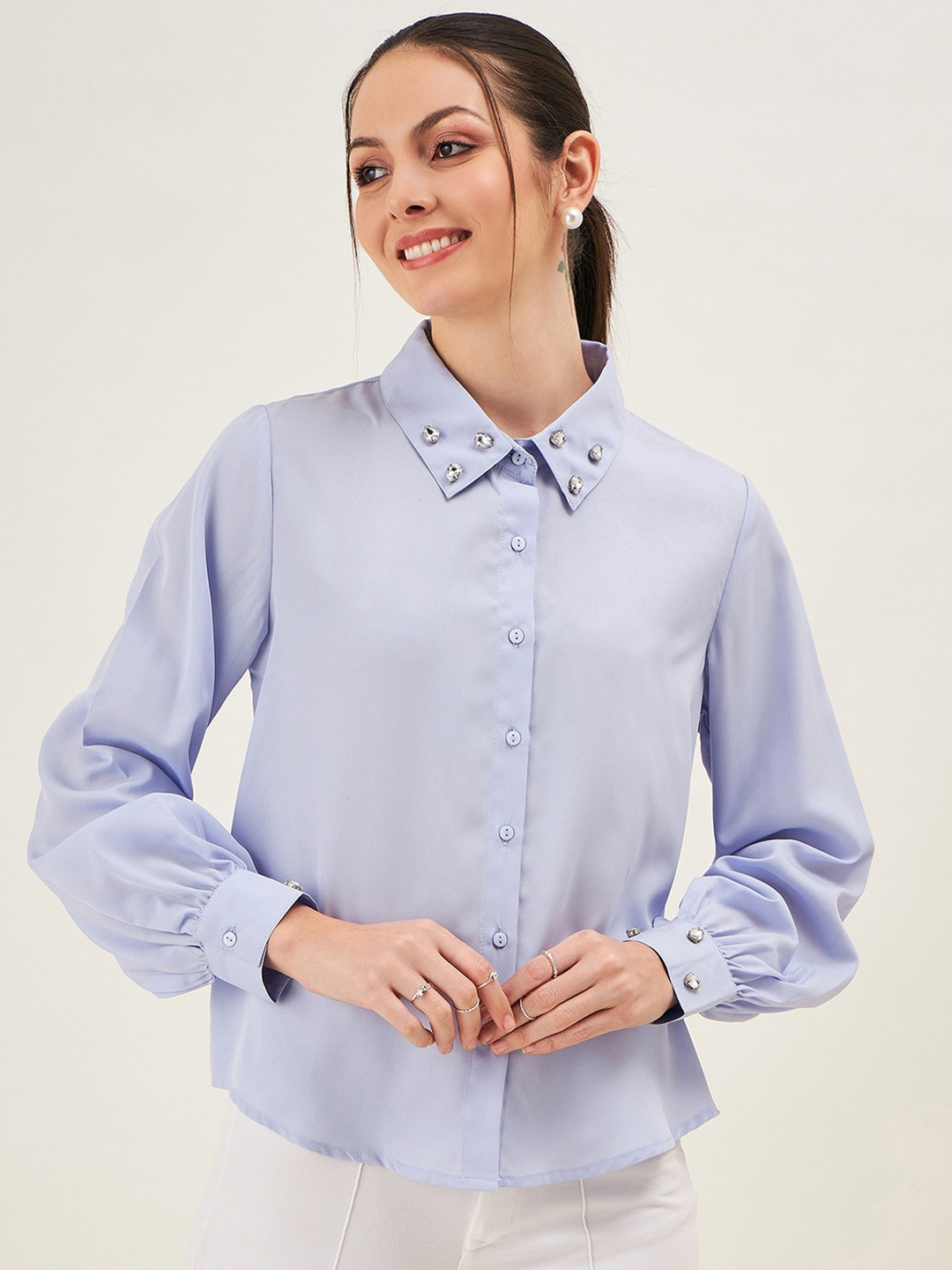

JUNE & HARRY Comfort Embellished Party Shirt, Blue