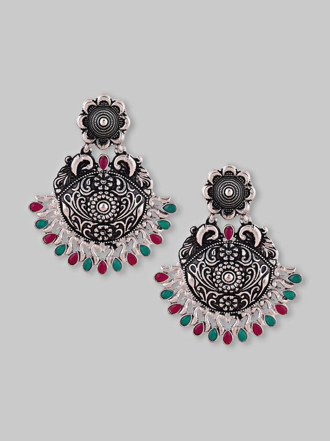 

Samridhi DC Silver-Plated Contemporary Oxidised Drop Earrings