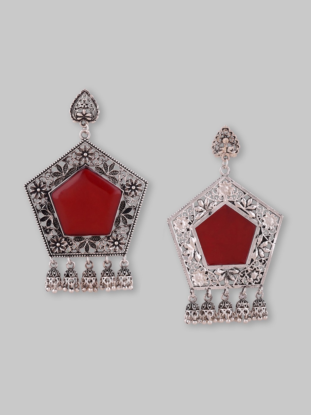 

Samridhi DC Silver-Plated Oxidised Contemporary Drop Earrings