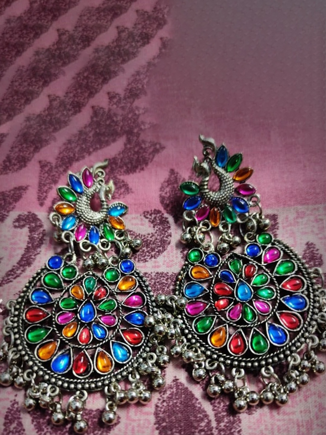 

Samridhi DC Silver-Plated Oxidised Chanbalis Earrings