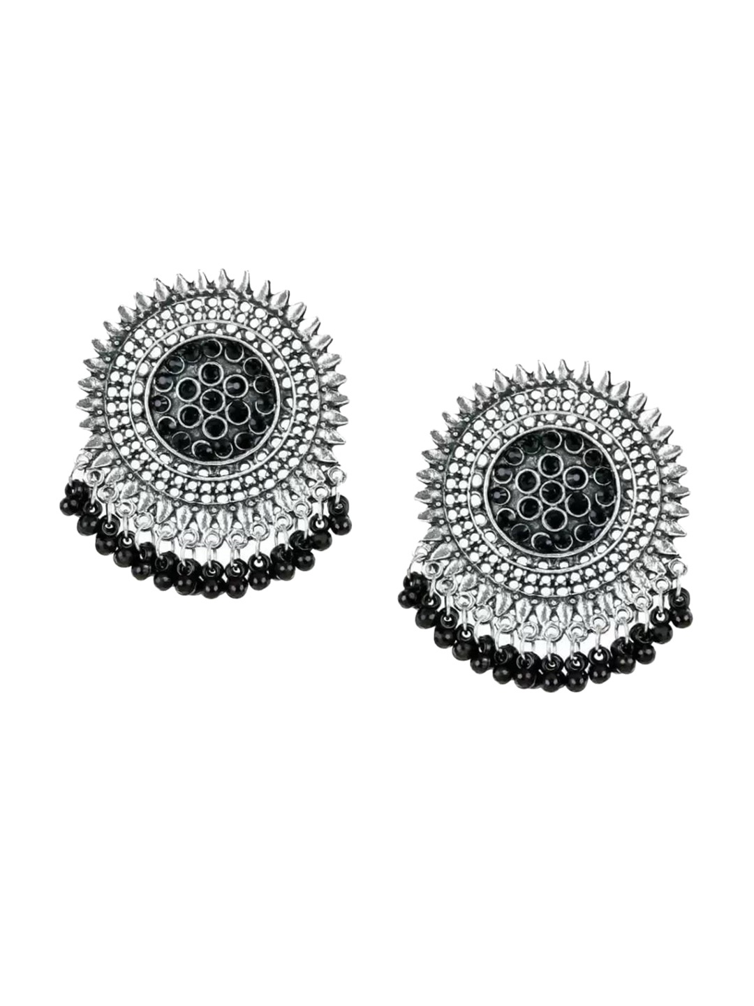 

Samridhi DC Silver-Plated Circular Oxidised Studs Earrings