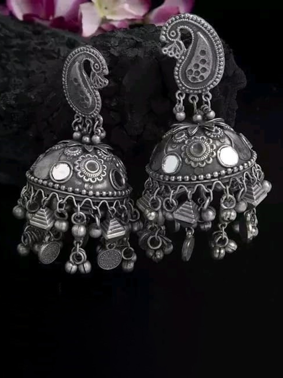 

Samridhi DC Silver-Plated Contemporary Jhumkas Earrings