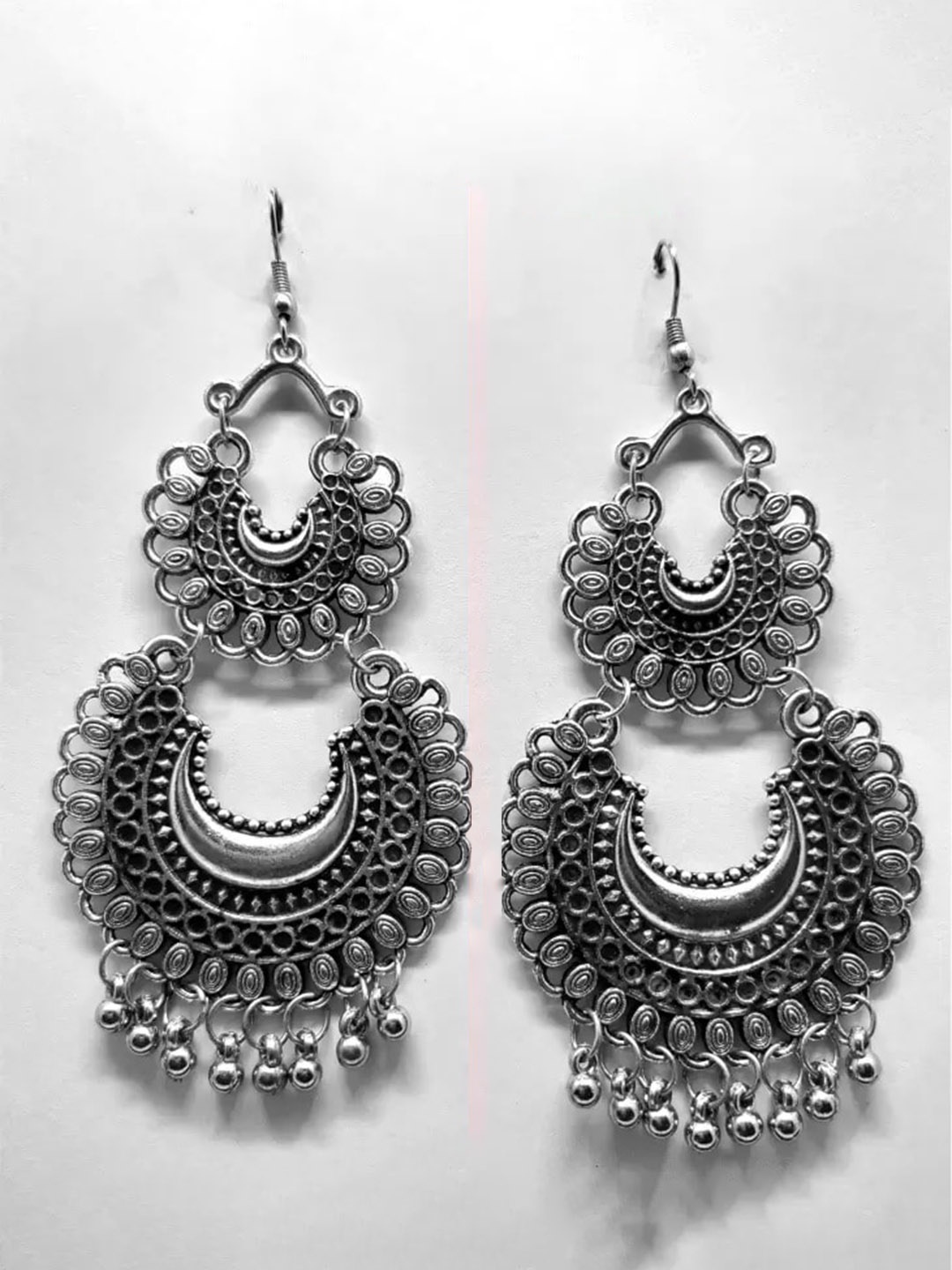 

Samridhi DC Set Of 3 Silver-Plated Contemporary Chandbalis Earrings