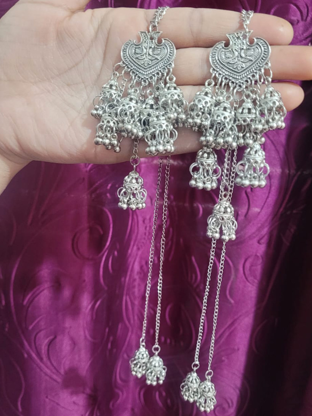 

Samridhi DC Silver-Plated Oxidised Contemporary Drop Earrings