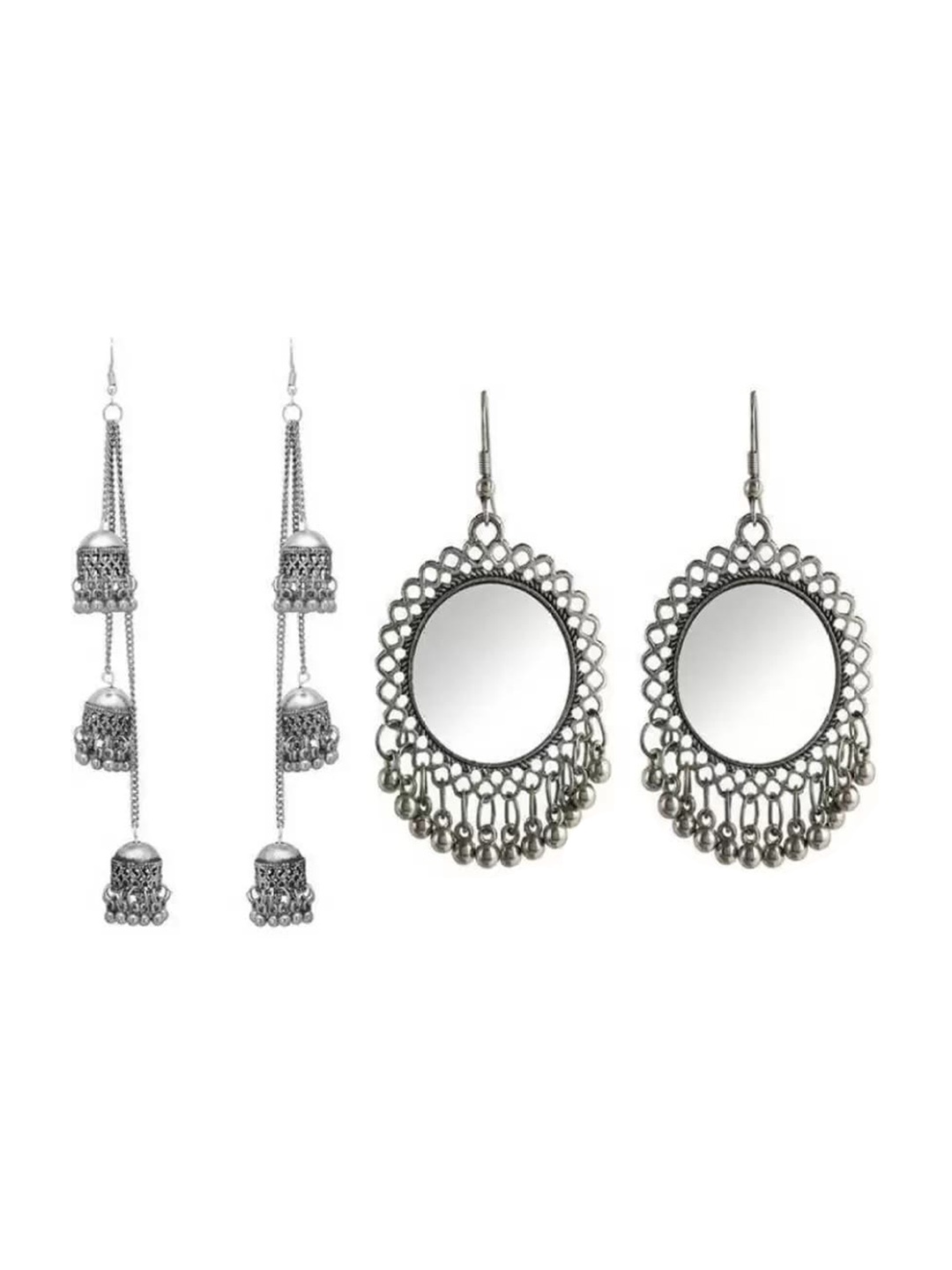 

Samridhi DC 2Pcs Silver-Plated Contemporary Drop Earrings