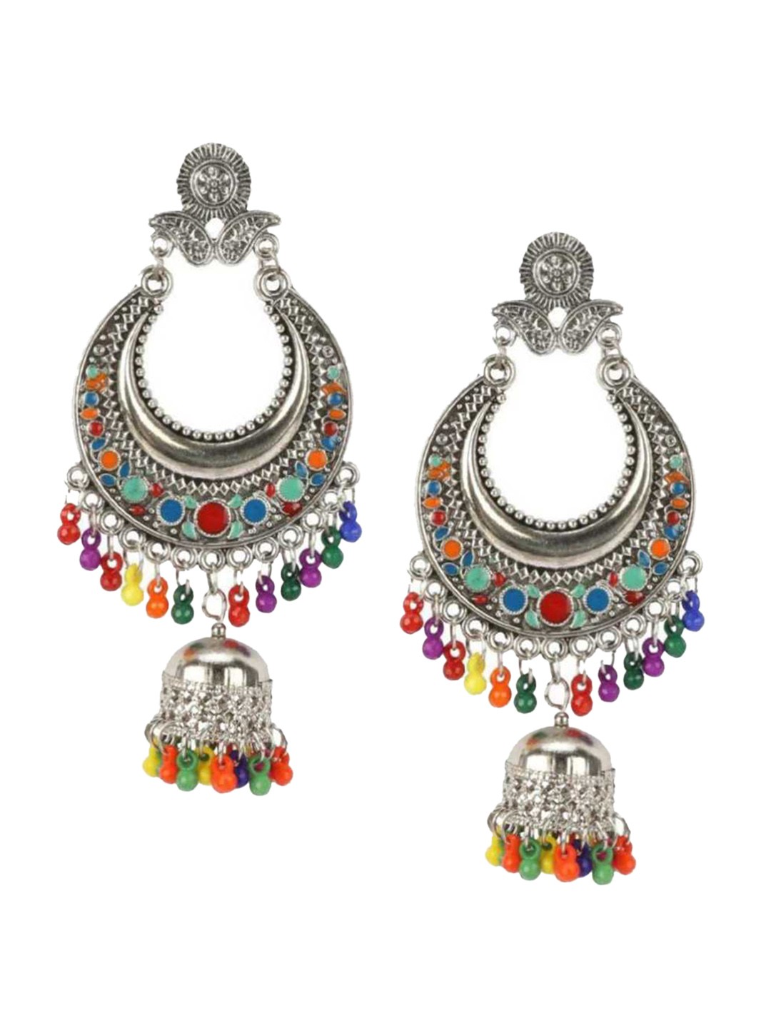 

Samridhi DC Silver-Plated Contemporary Oxidised Chandbalis