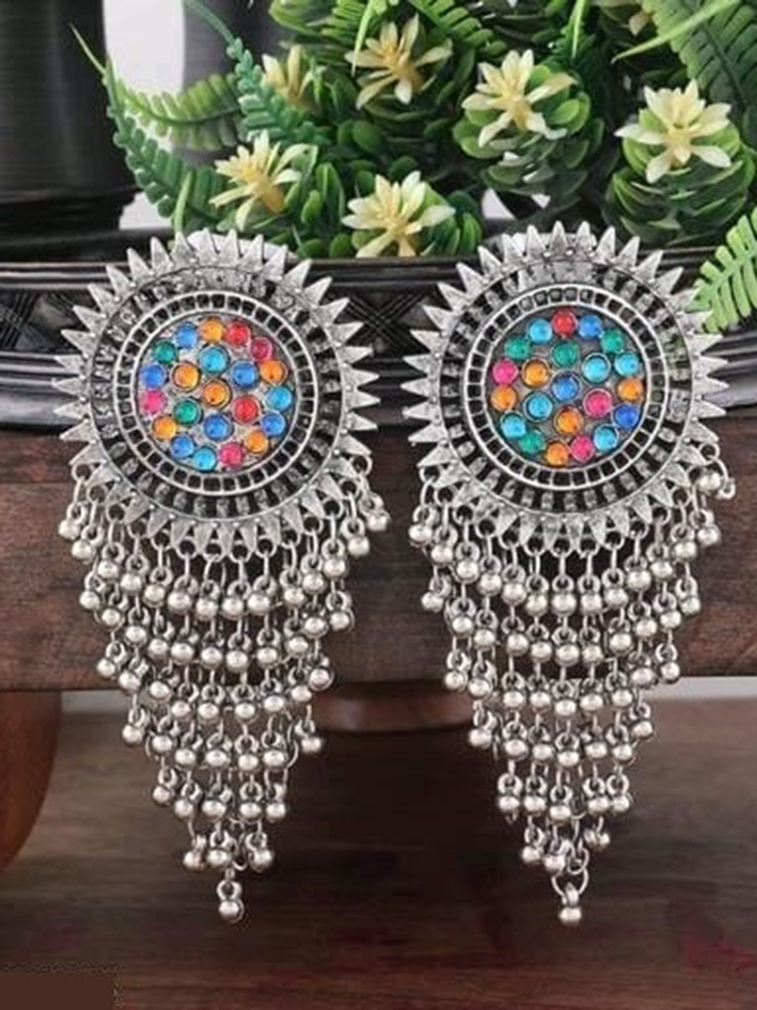 

Samridhi DC Silver-Plated Contemporary Jhumkas Earrings