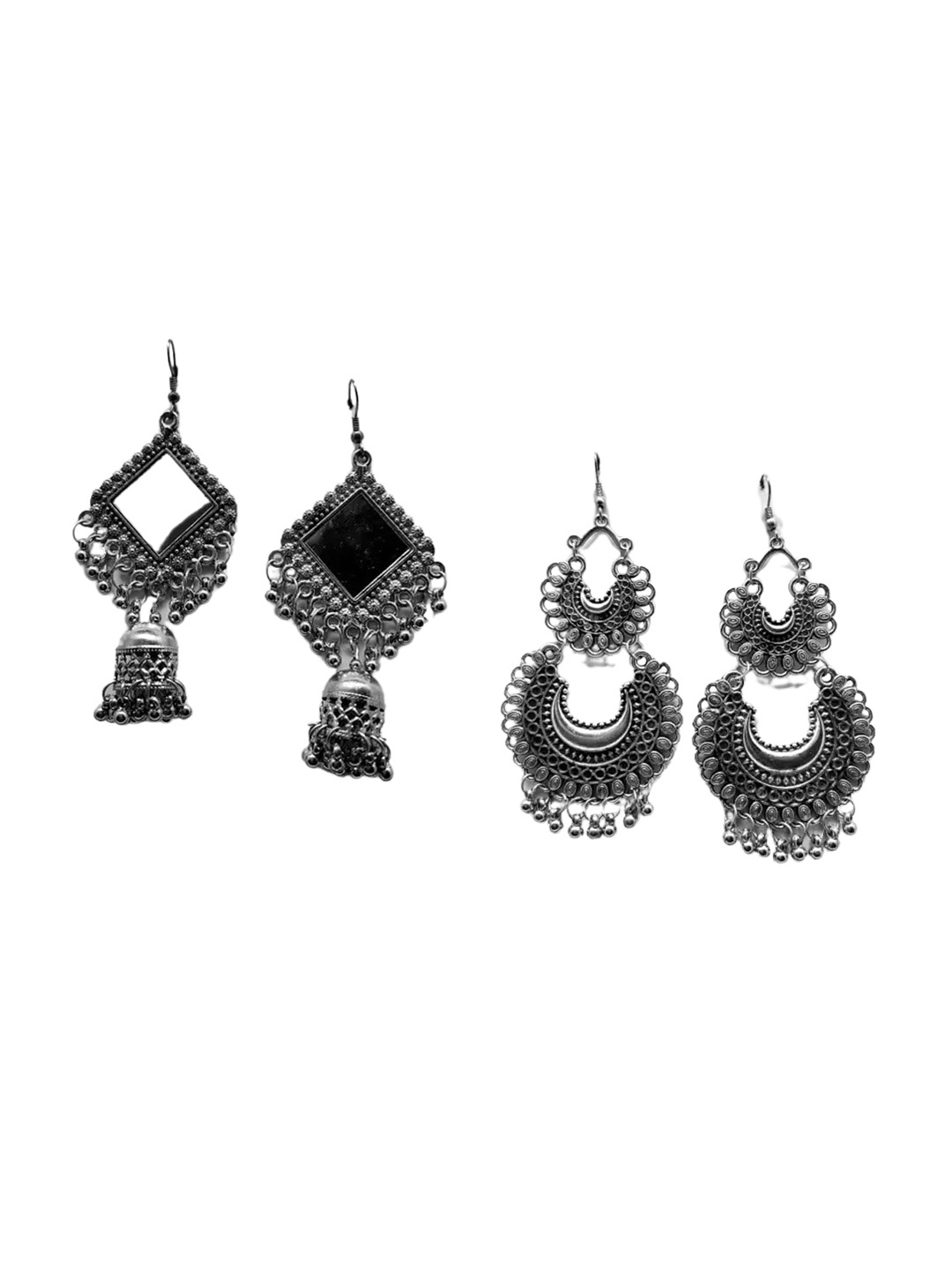 

Samridhi DC Set Of 2 Silver-Plated Contemporary Chandbalis Earrings