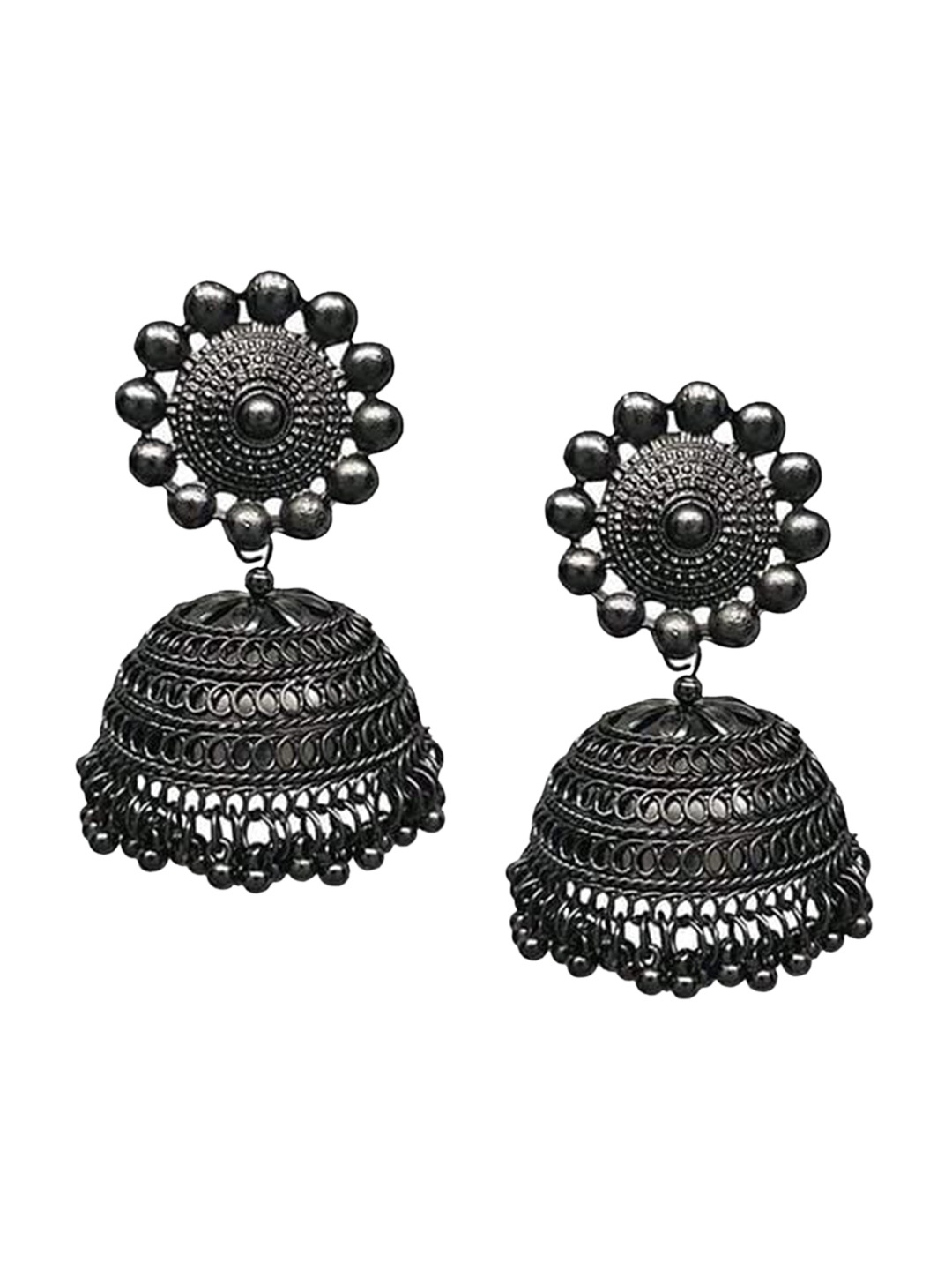 

Samridhi DC Silver-Plated Dome Shaped Jhumkas