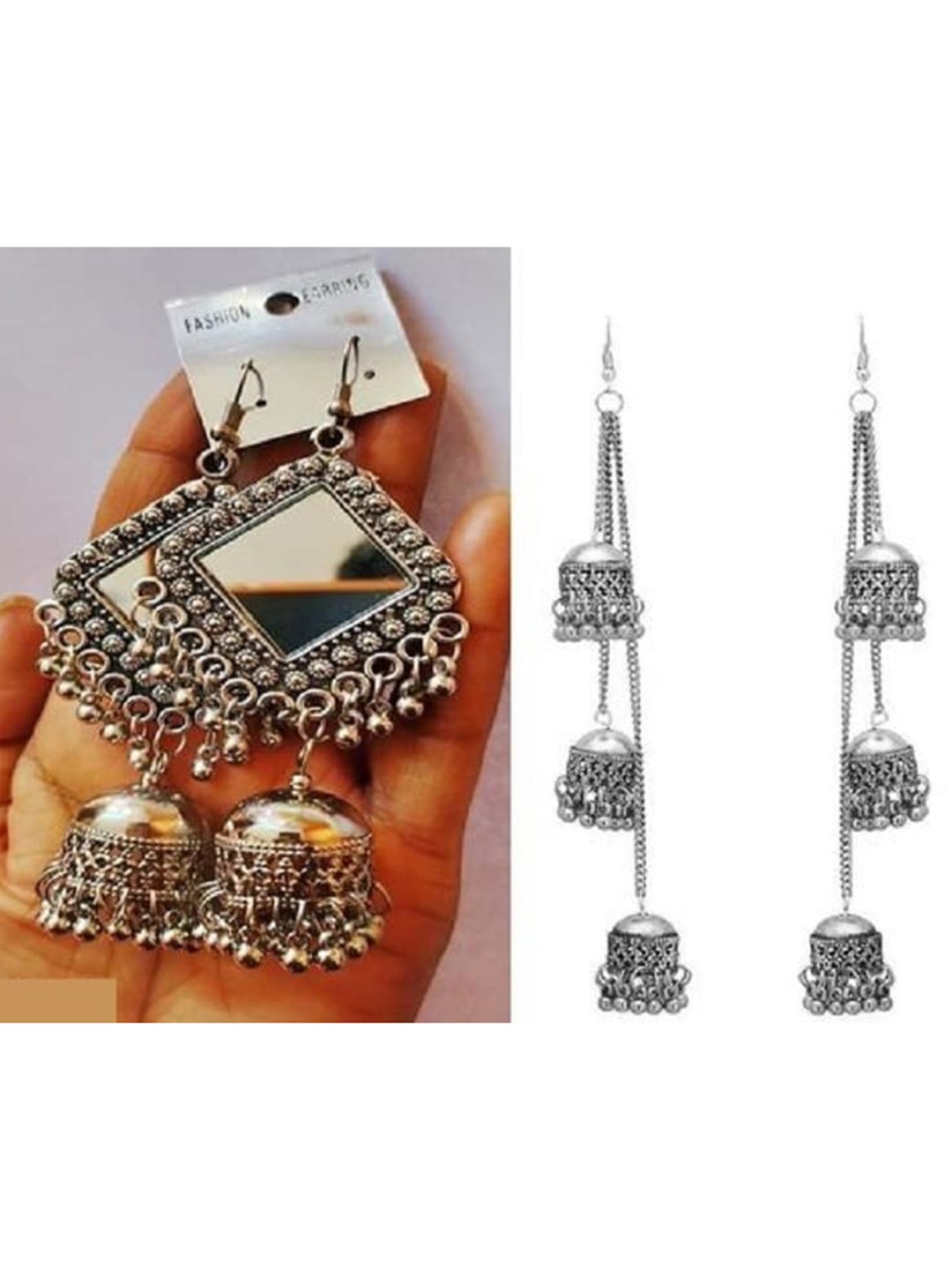 

Samridhi DC Silver-Plated Dome Shaped Jhumkas