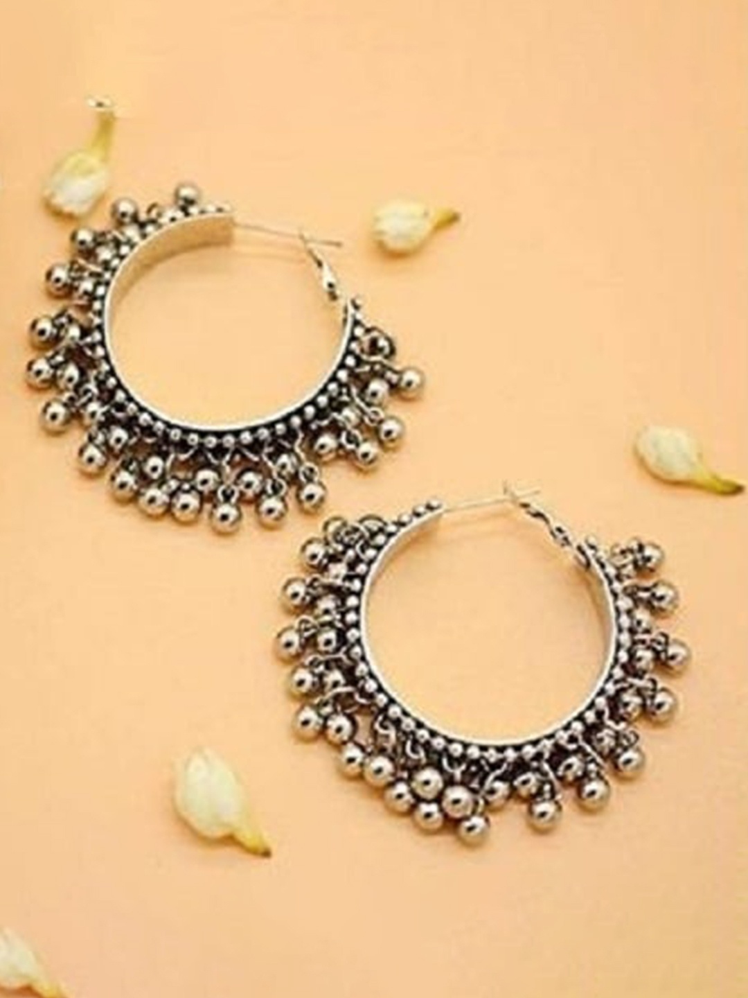 

Samridhi DC Set Of 2 Silver-Plated Contemporary Oxidised Hoop Earrings