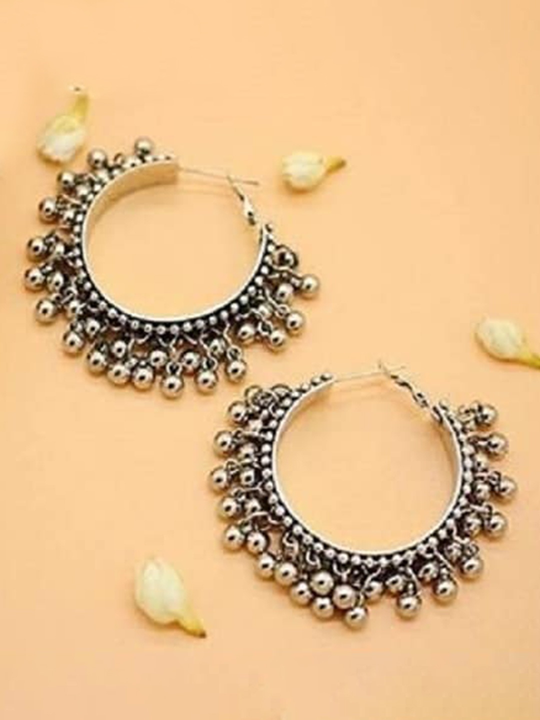 

Samridhi DC Set Of 3 Silver-Plated Oxidised Contemporary Chandbalis Earrings