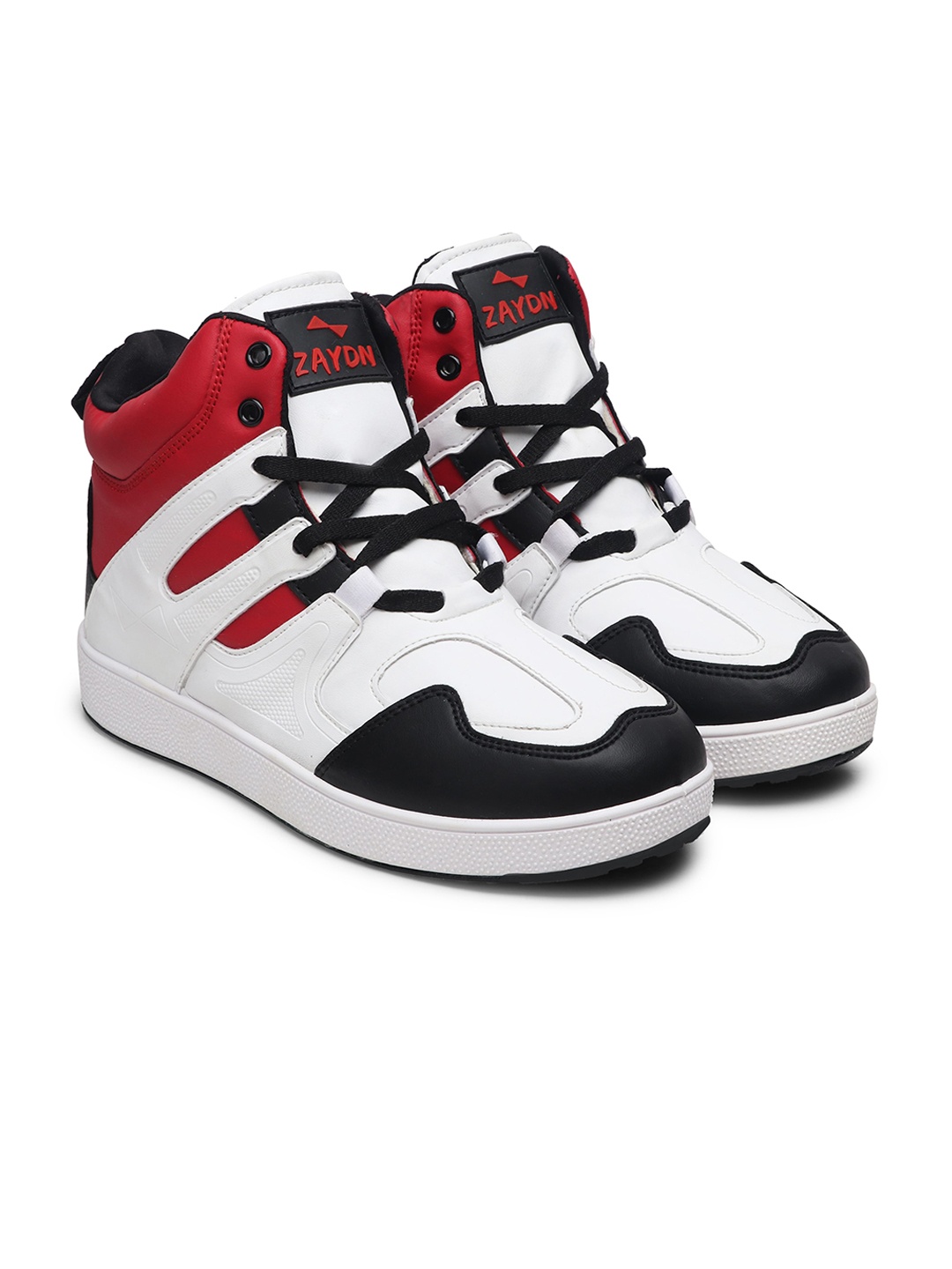 

ZAYDN Men Colourblocked Water Repellent Upper And Memory Foam Insole High-Top Sneakers, White
