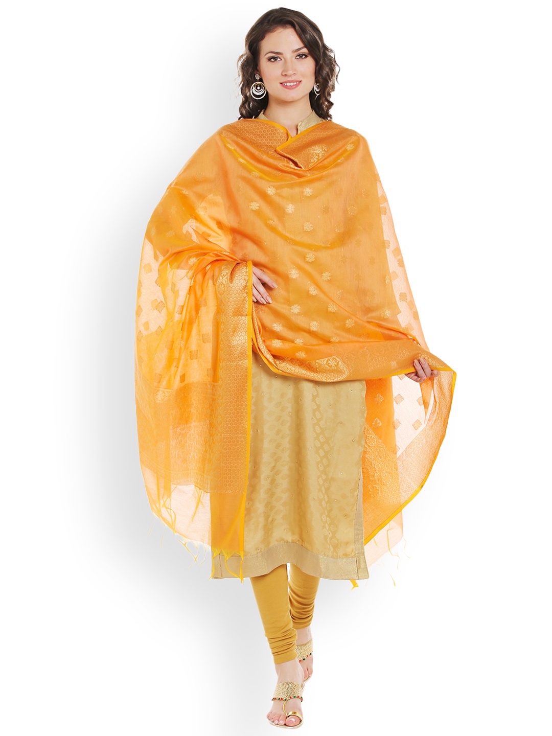 

Dupatta Bazaar Orange Woven Design Dupatta