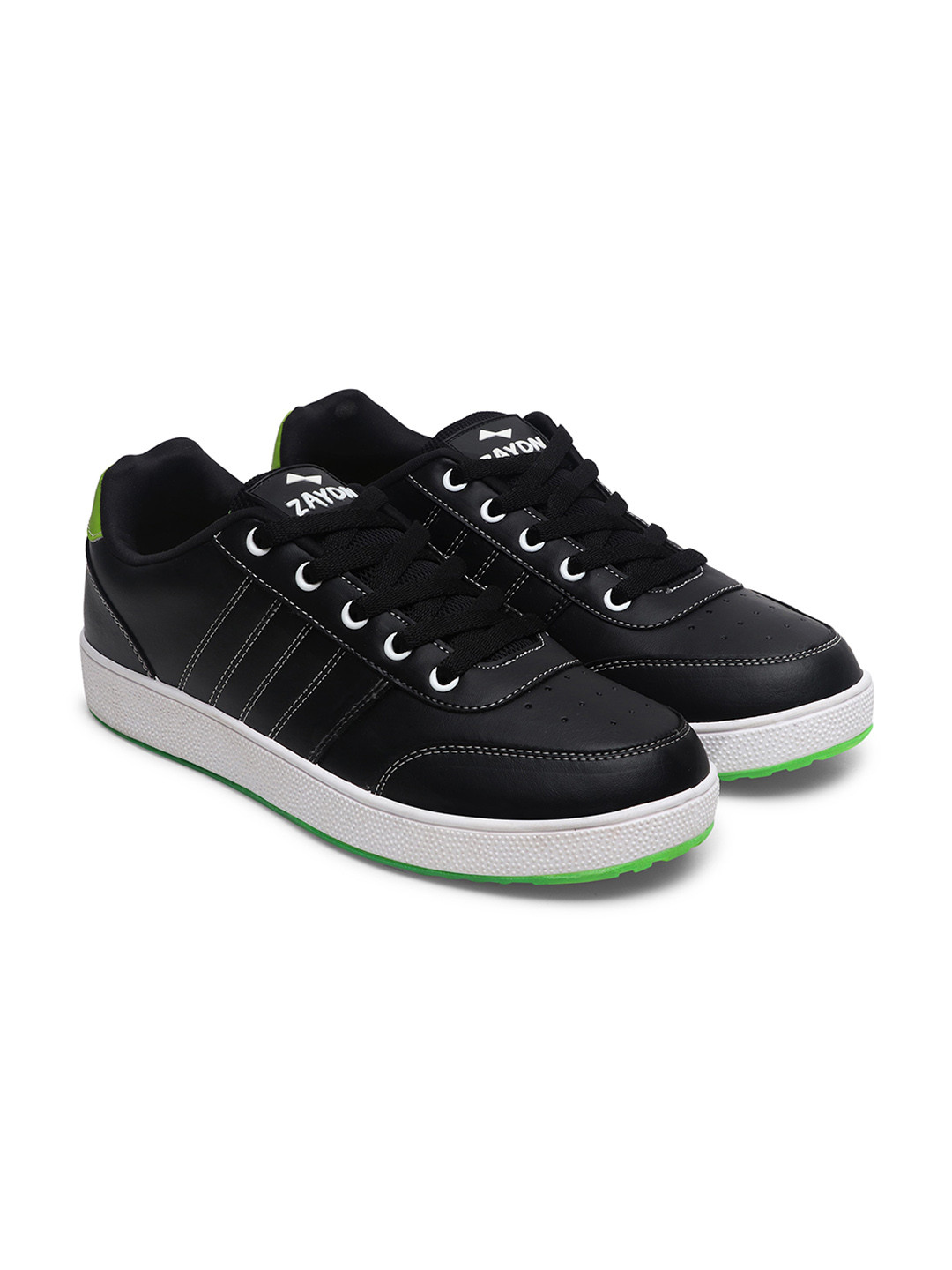 

ZAYDN Men Water Repellent Upper Memory Foam Contrast Sole Sneakers, Black