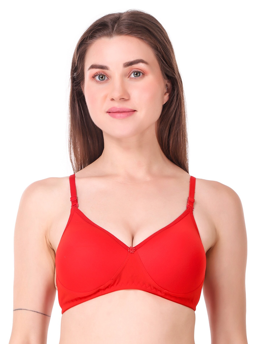 

Piylu Full Coverage Non-Padded Non-Wired Everyday Bra, Red