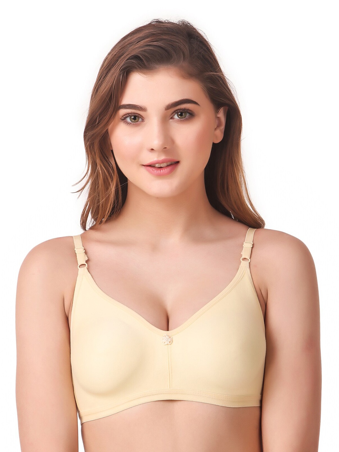 

Piylu Lycra Non Padded All Day Comfort Full Coverage Cut & Sew Super Support Bra, Beige