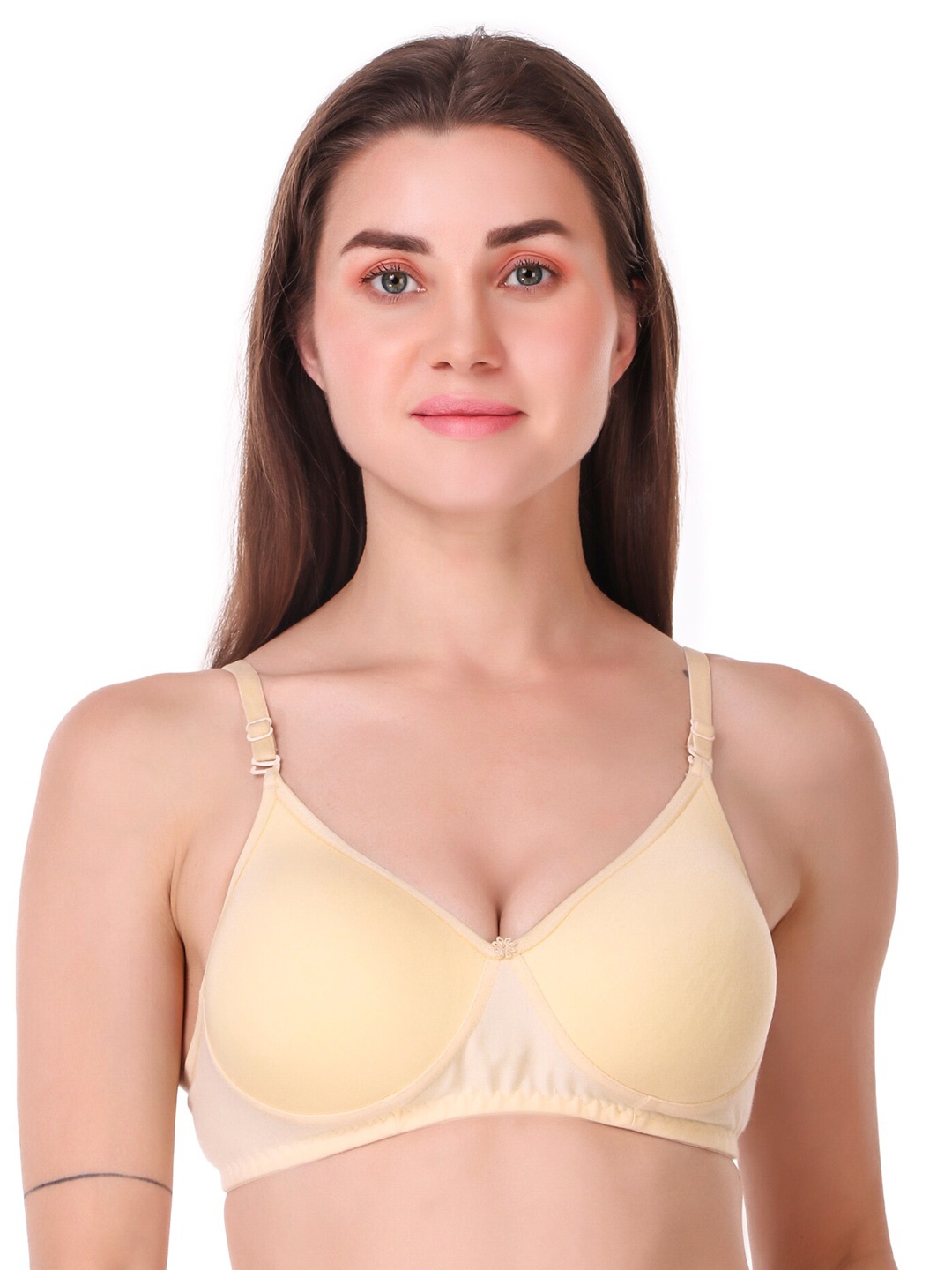 

Piylu Non Padded All Day Comfort Full Coverage Cut & Sew Super Support Everyday Bra, Beige