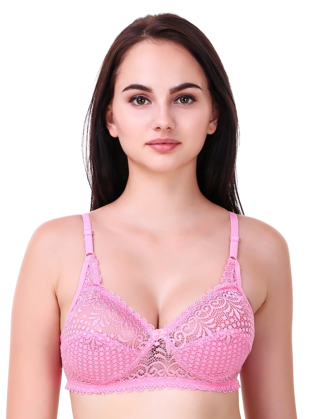 

Piylu Floral Self Design Lycra All Day Comfort Full Coverage Cut & Sew Super Support Bra, Pink