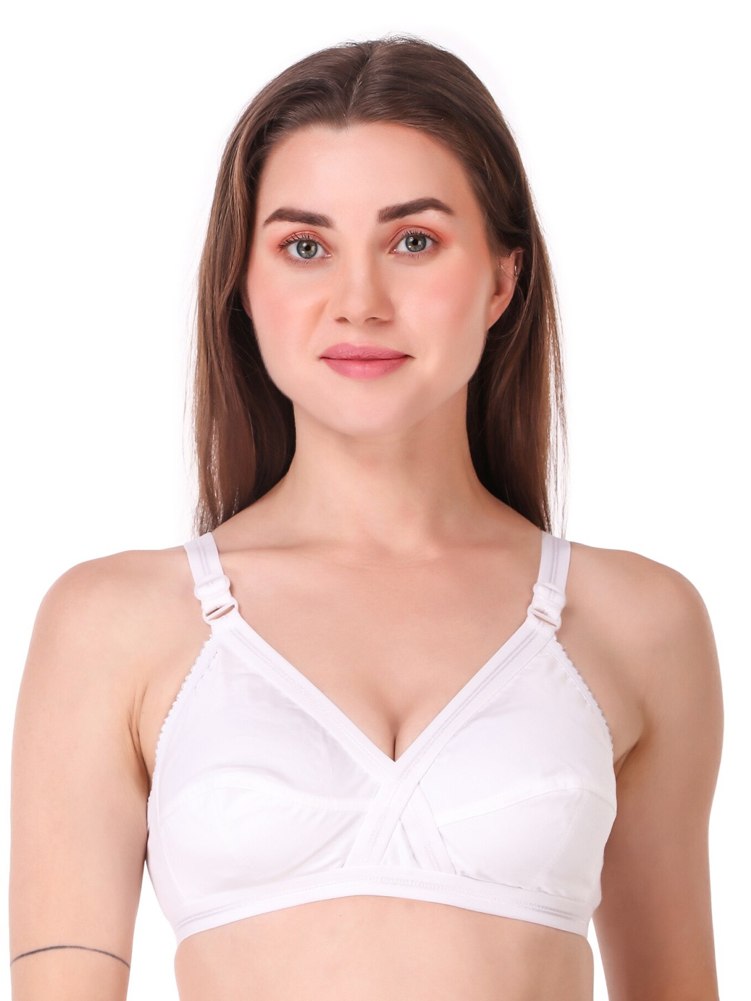 

Piylu Full Coverage Non Padded Cut And Sew Cups Cotton Bra, White