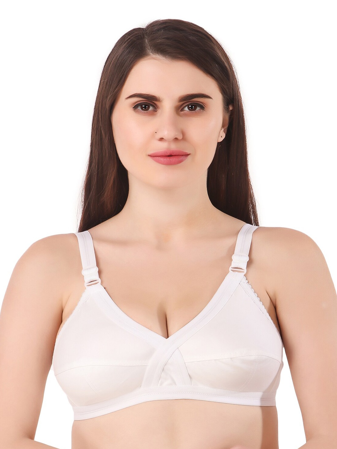 

Piylu Full Coverage Non Padded Cut And Sew Cups Cotton Bra, White