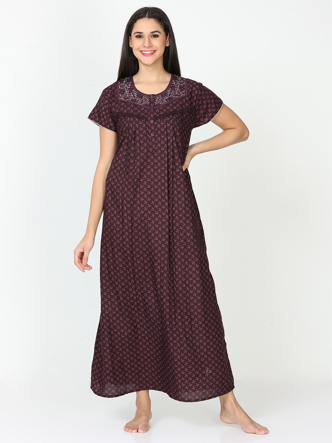 

9shines Label Floral Printed Maxi Nightdress, Purple