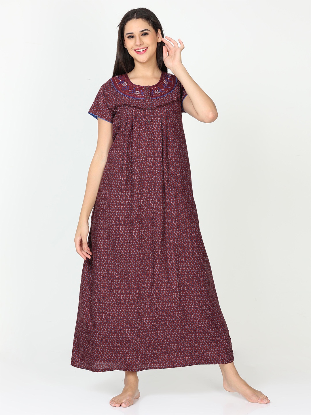 

9shines Label Floral Printed Maxi Nightdress, Violet