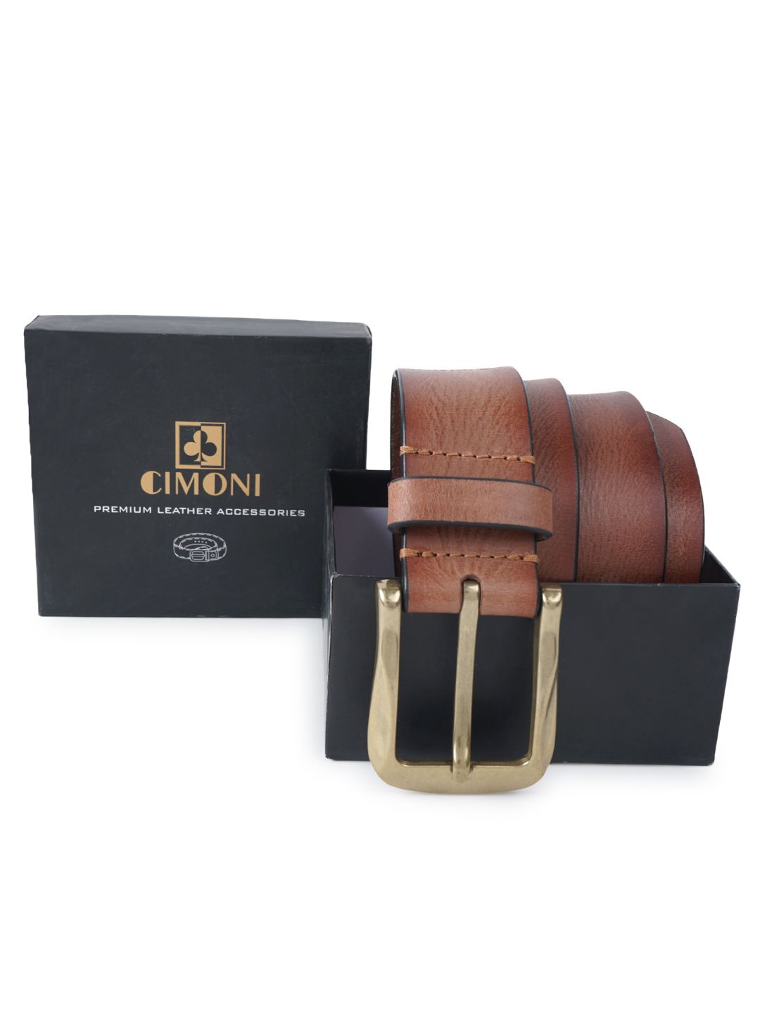 

CIMONI Men Leather Formal Belt, Tan