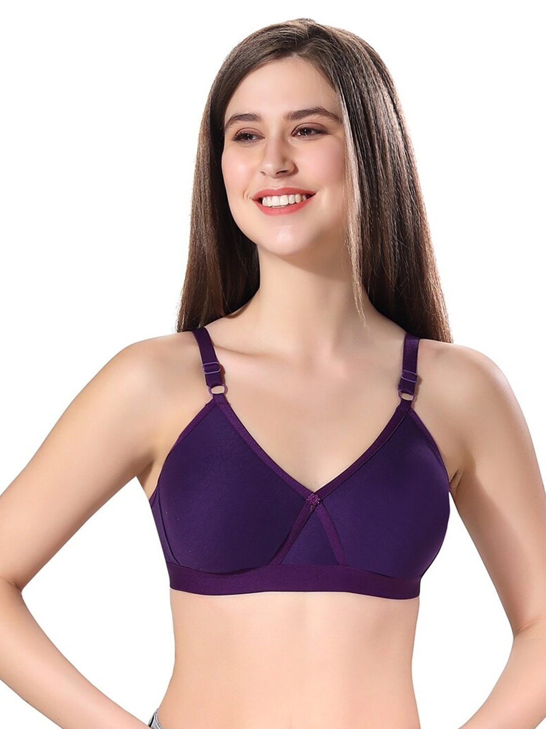 

Fabme Full Coverage All Day Comfort Seamless Cotton Everyday Bra, Purple