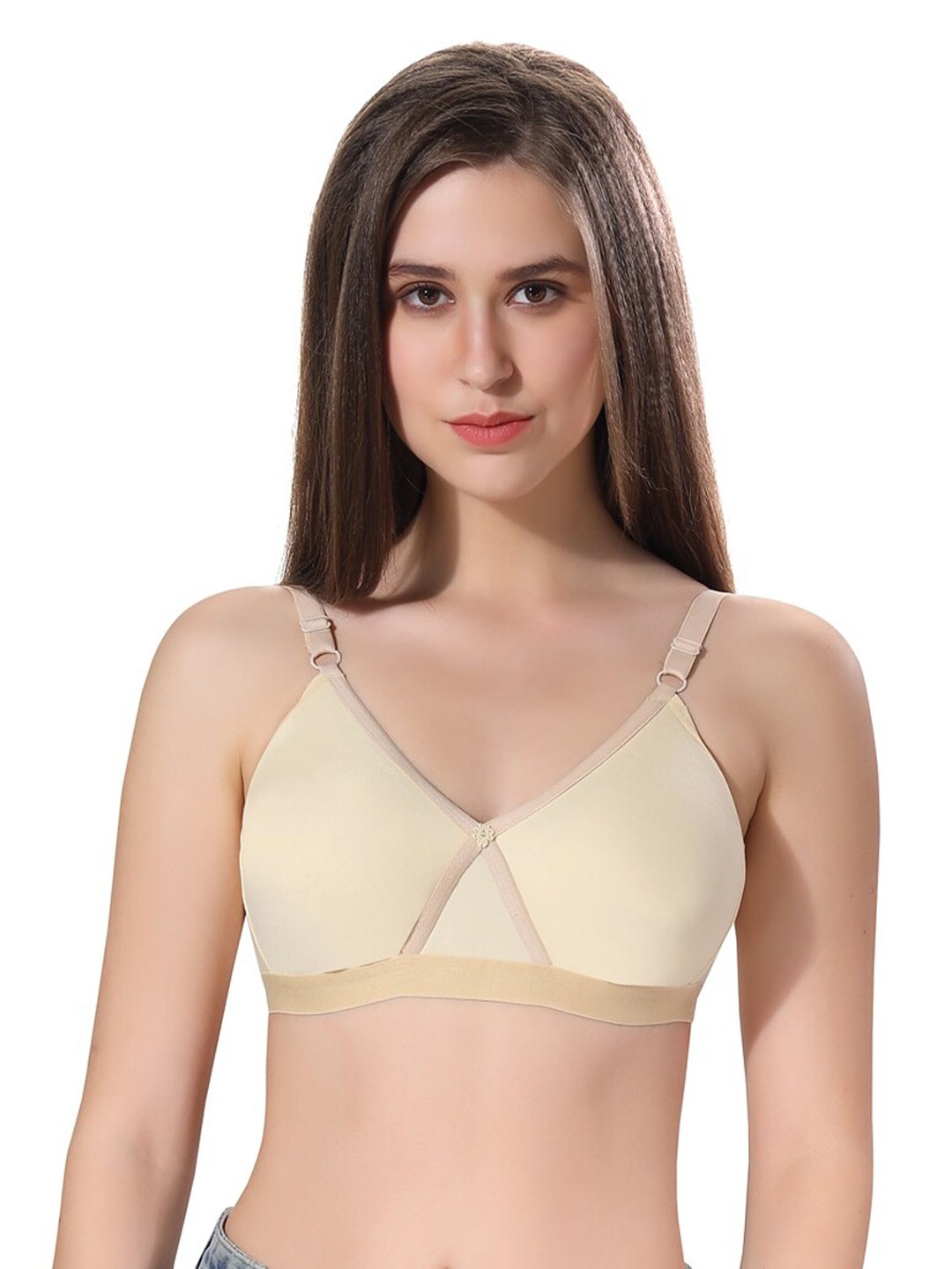 

Fabme Full Coverage All Day Comfort Seamless Cotton Everyday Bra, Nude