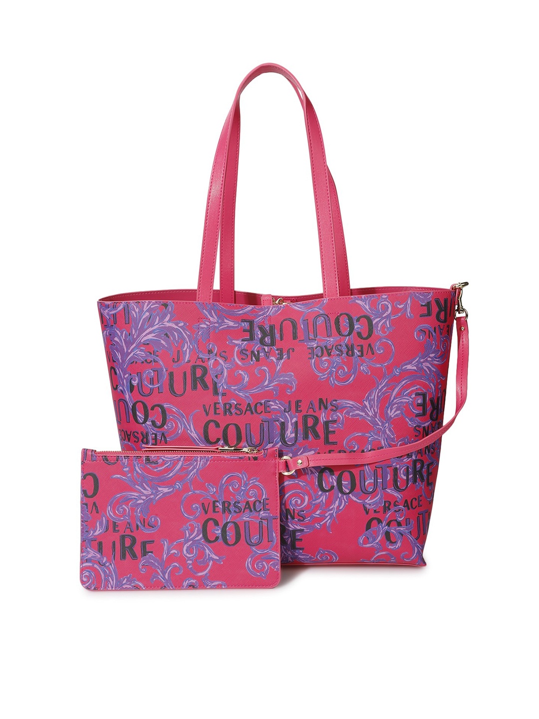 

Versace Jeans Couture Women Printed Shopper Tote Bag With Pouch, Pink